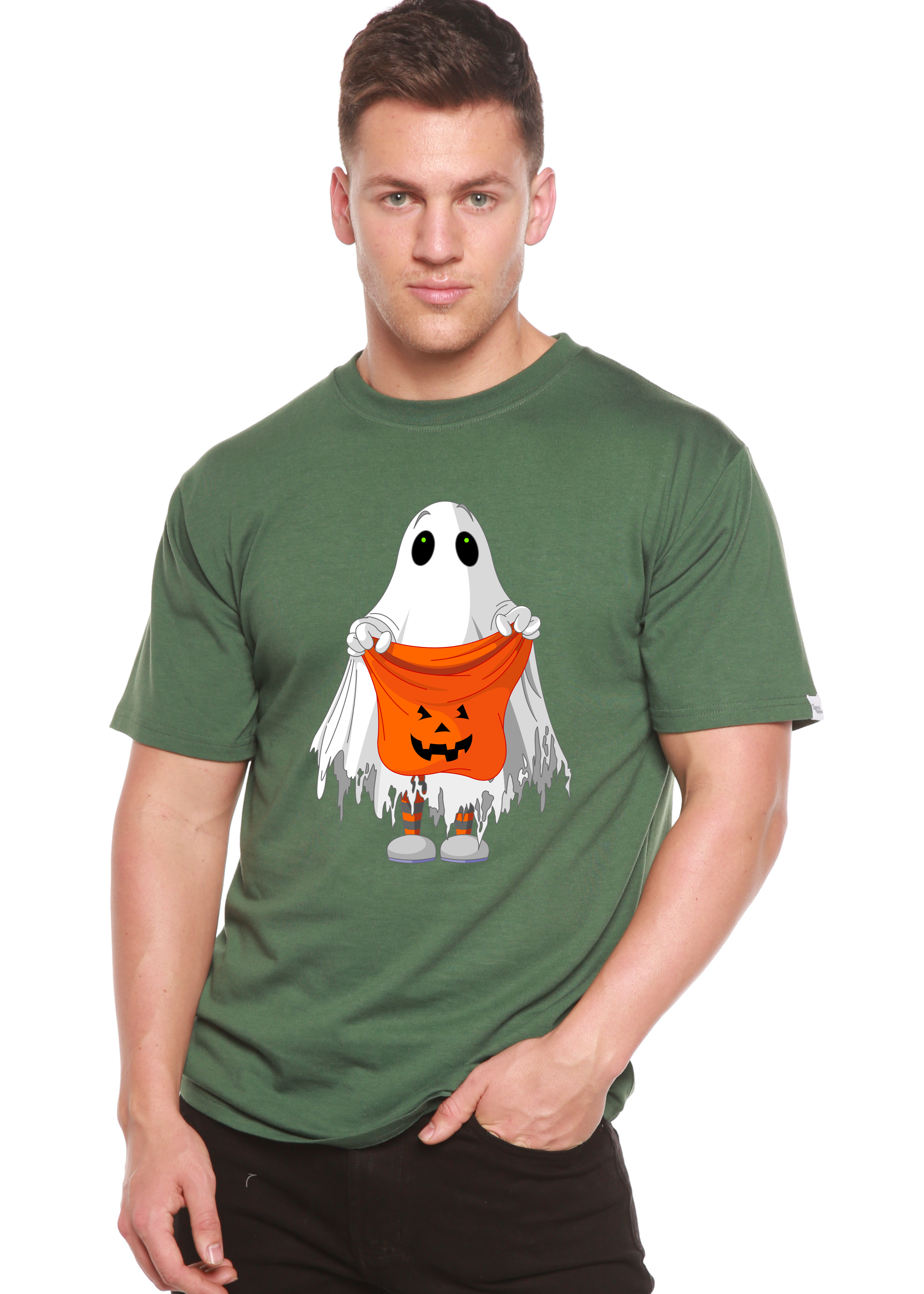 Spun Bamboo Boo Halloween Men's Bamboo Viscose/Organic Cotton Short Sleeve Graphic T-Shirt — main product shot