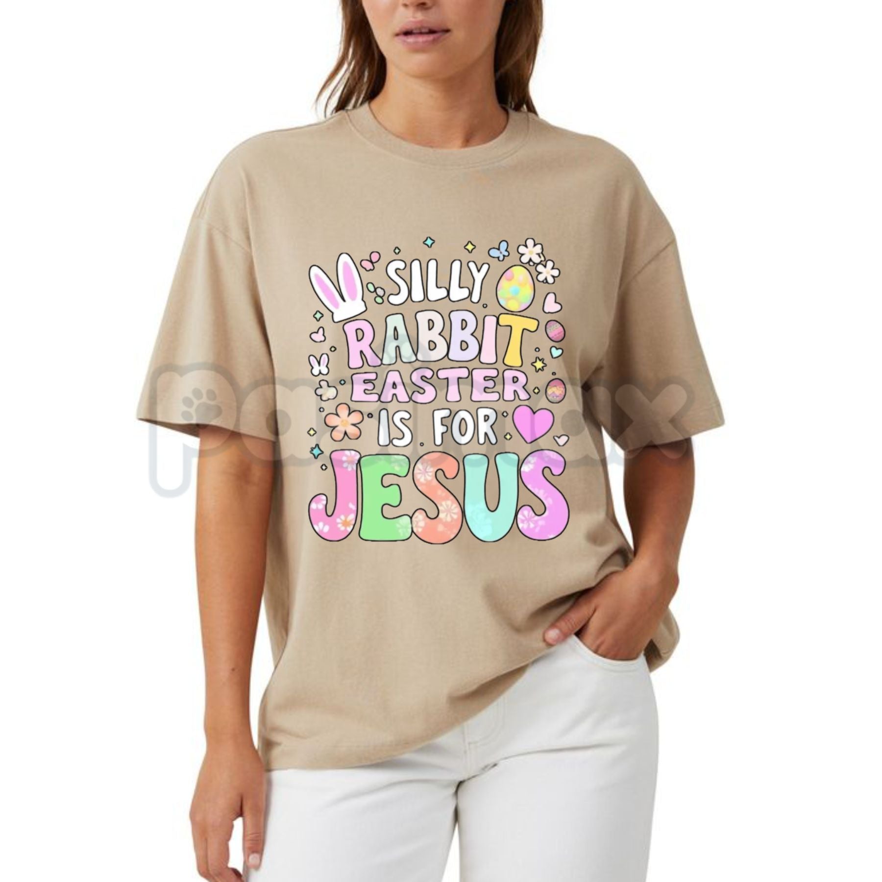 Pasimax Aesthetic "Easter Is For Jesus" Floral T-Shirt - Boho Silly Rabbit Christian Graphic Tee, Premium 100% Cotton Religio