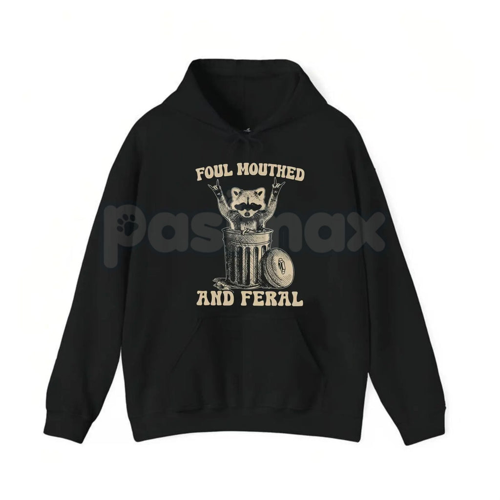 Pasimax Foul Mouthed and Feral Raccoon T-Shirt – Funny Trash Panda Hoodie & Sarcastic Chaos Sweatshirt — side view