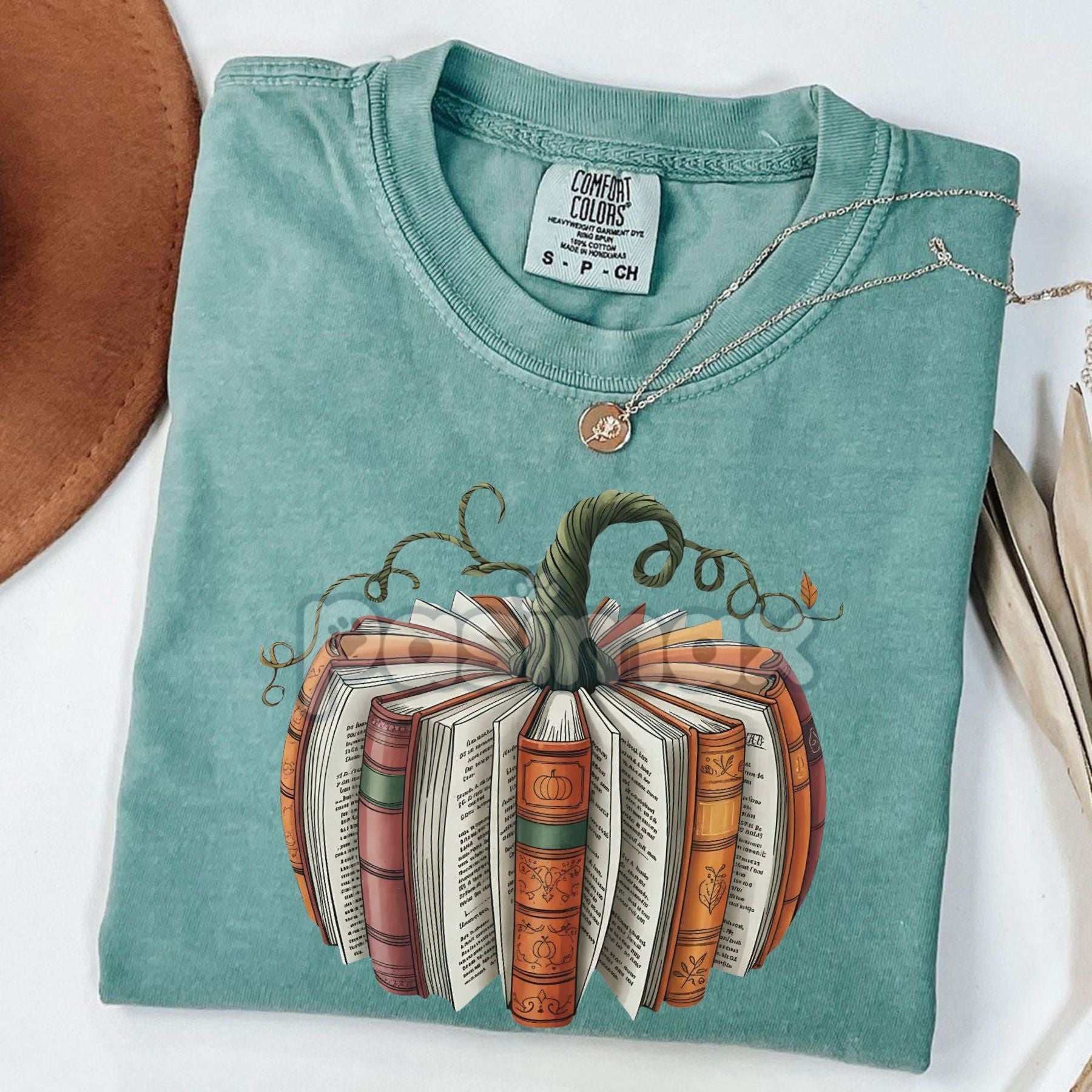 Pasimax 'Made With Books' Fall Pumpkin T-shirt — side view