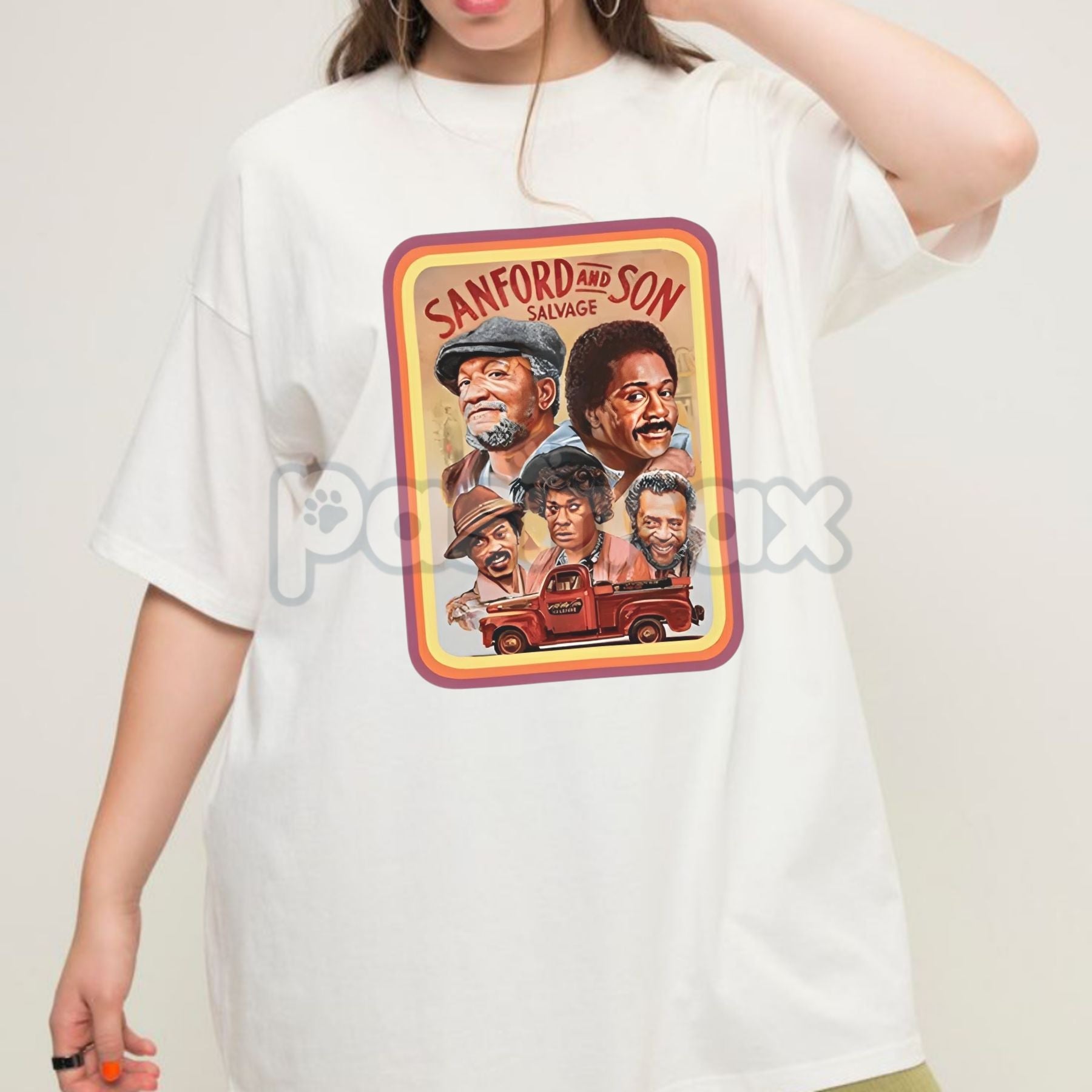 Pasimax Sanford & Son Classic Portrait Vintage T-Shirt - Lamont & Fred Foxx Tee, Retro TV Show Merch — side view