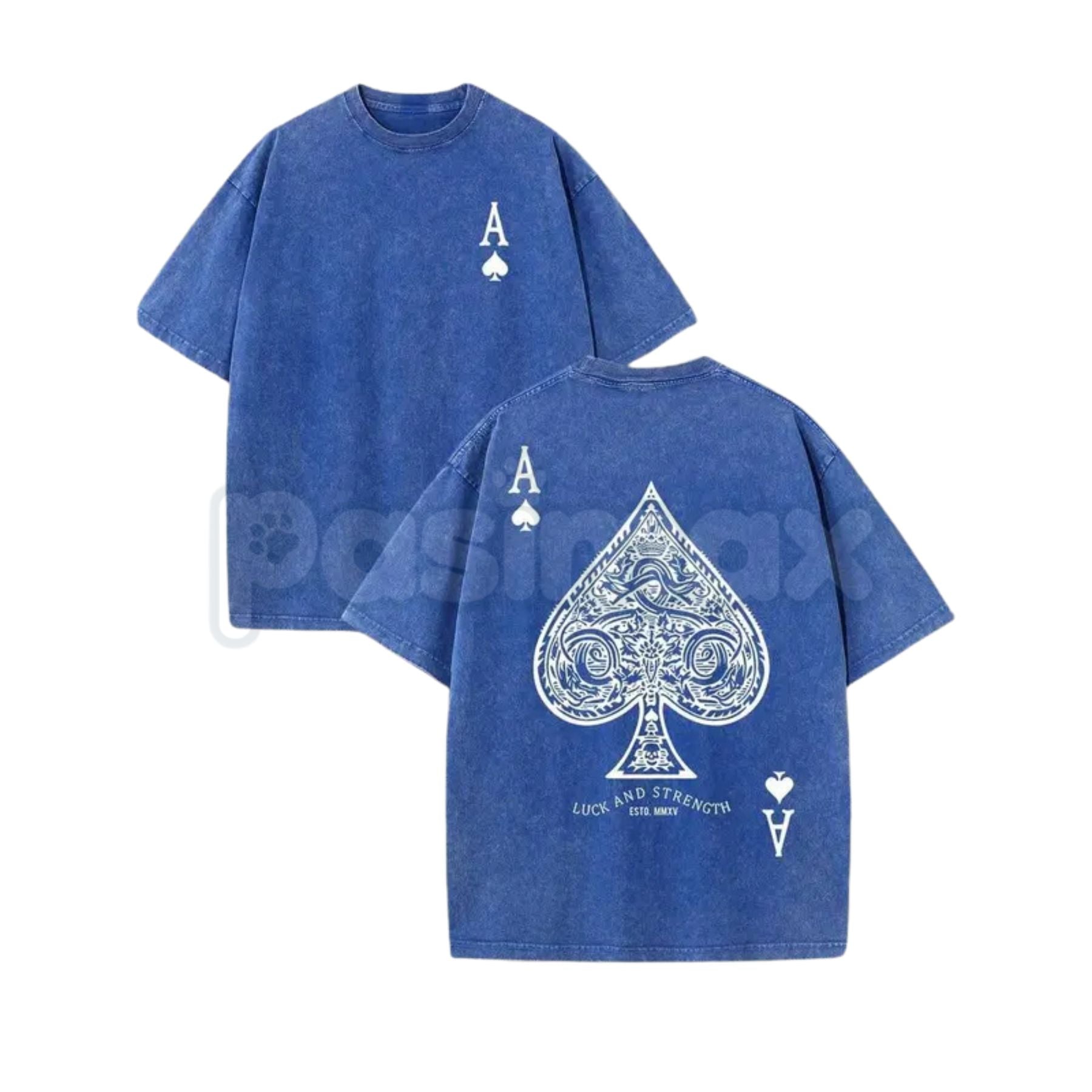 Pasimax LUCK AND STRENGTH Ace of Spades Vintage Washed T-Shirt — side view
