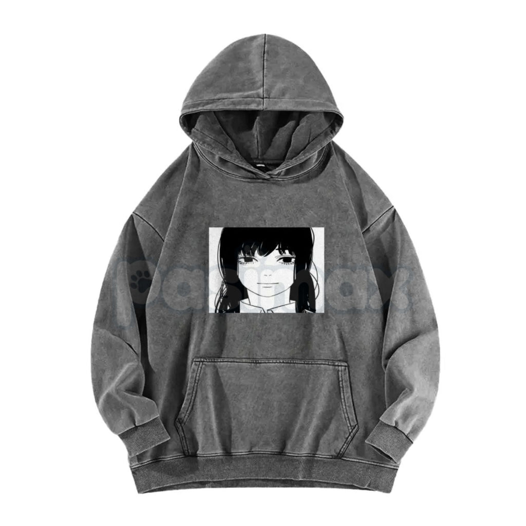 Pasimax Asa Stare Chainsaw Man Hoodie – Fun Anime & Manga Reference Pullover, Vintage Washed Fit — side view