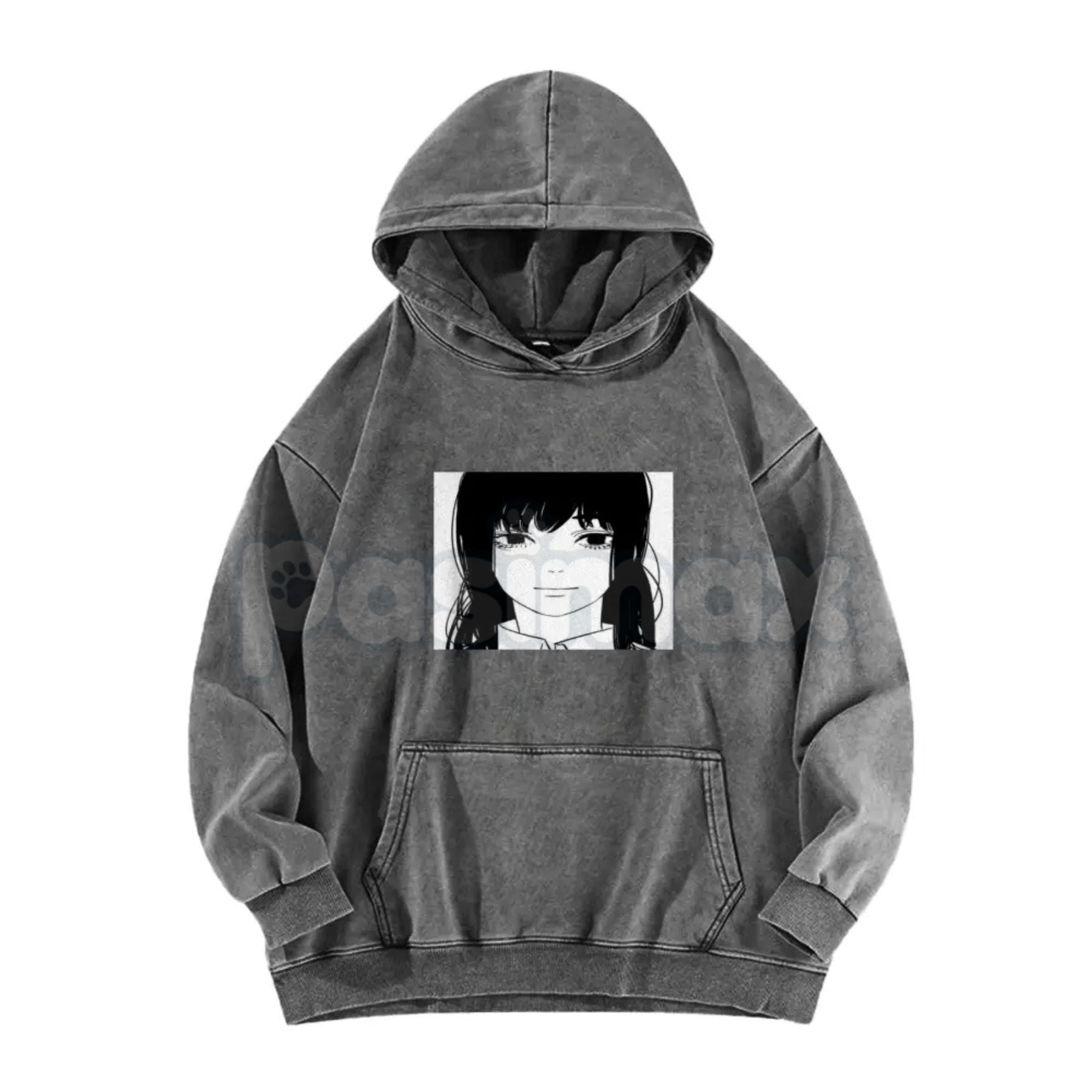 Pasimax Asa Stare Chainsaw Man Hoodie – Fun Anime & Manga Reference Pullover, Vintage Washed Fit — side view