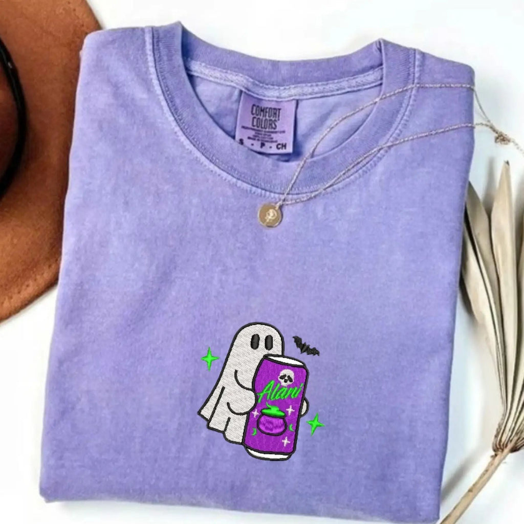 Pasimax Embroidered Spooky Drink Comfort Colors T-Shirt — main product shot