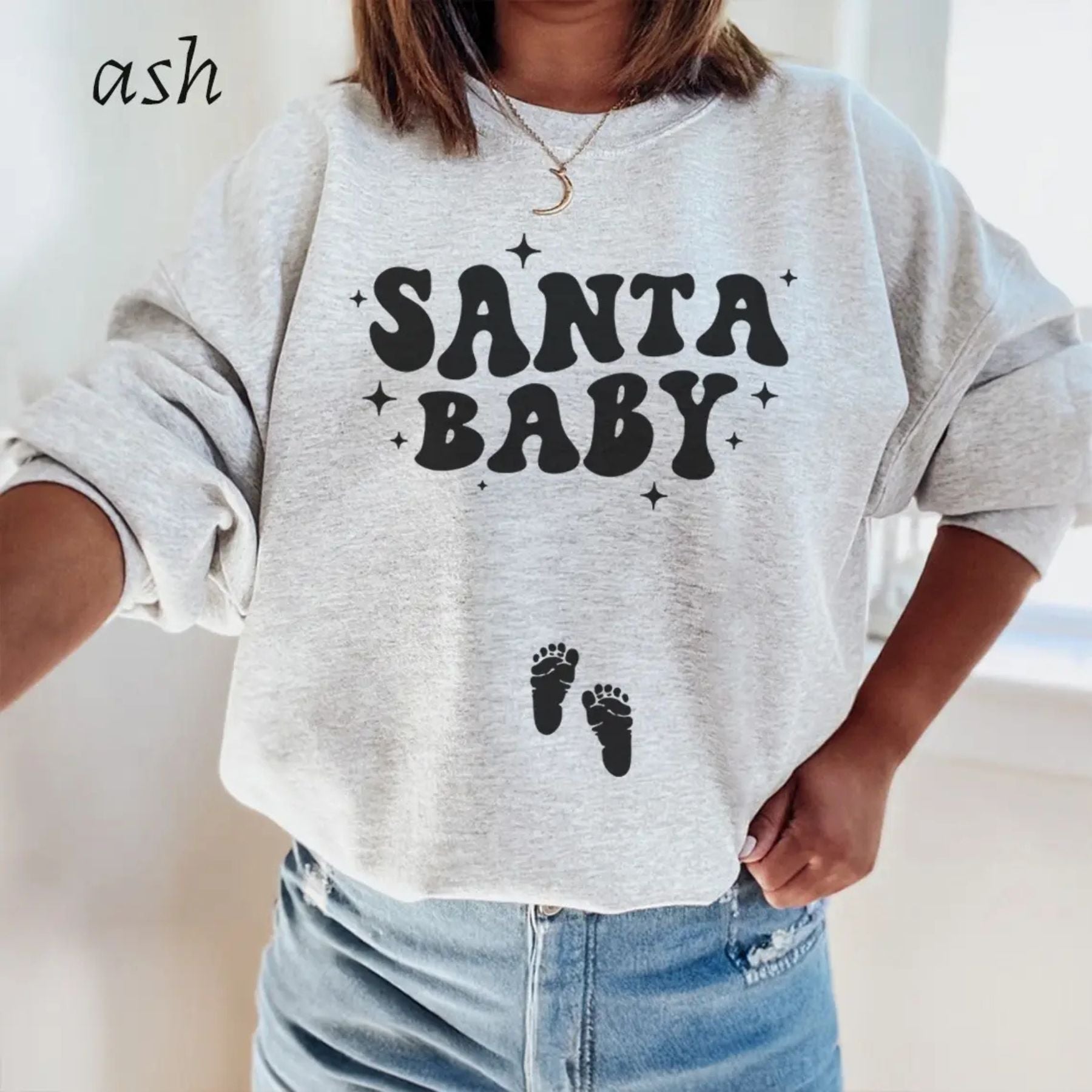 Pasimax Christmas Pregnancy Announcement Sweatshirt — side view