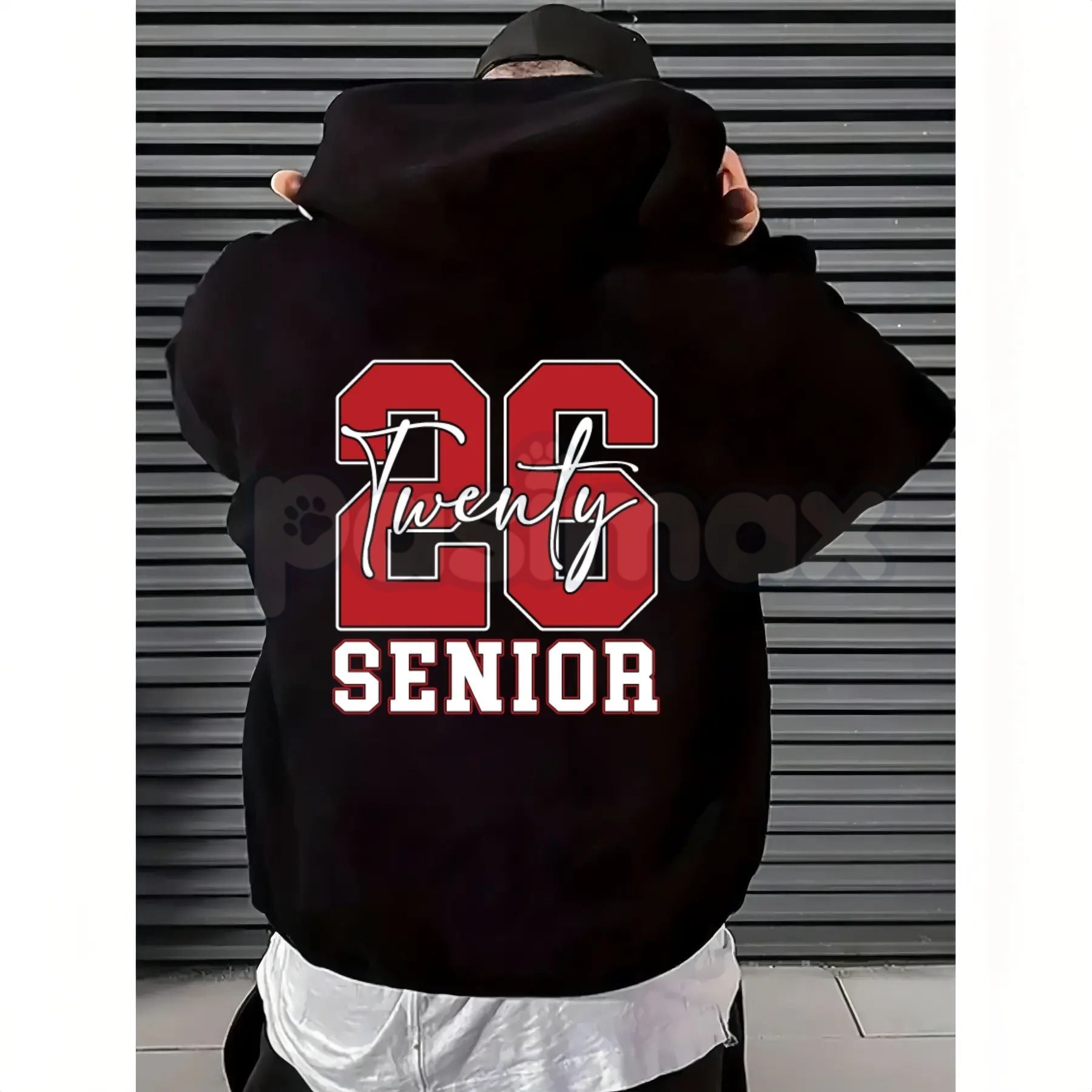 Pasimax Twenty 26 Senior Hoodie – Class of 2026 Graduation Sweatshirt & T-Shirt, Senior Year Game Day Fit — detail close-up