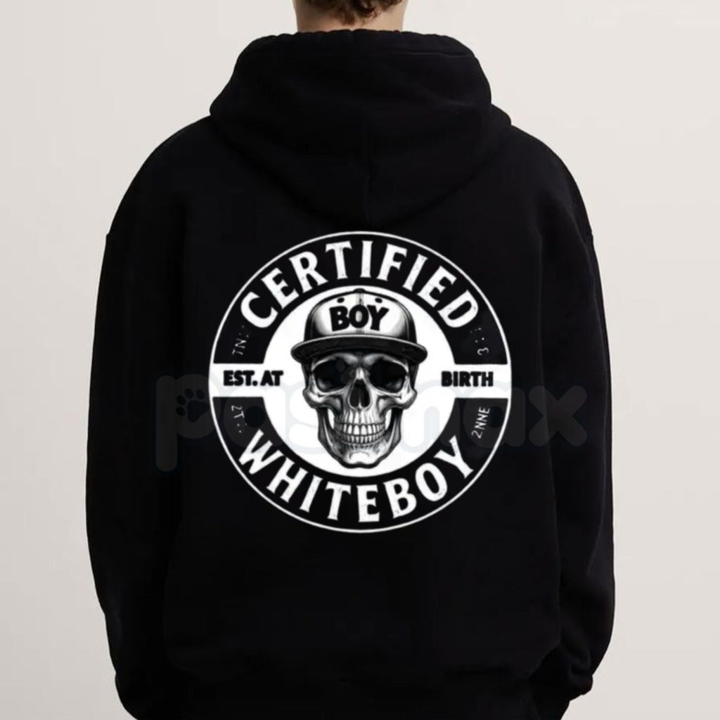 Pasimax Certified Whiteboy Shirt – Skull Graphic Streetwear Hoodie, Urban Aesthetic Sweatshirt & T-Shirt — side view