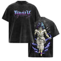 Pasimax The Nightmare Warrior: Broly DBZ Washed Tee – Heavyweight Cotton Relaxed Fit Retro Anime Graphic T-Shirt — detail clo