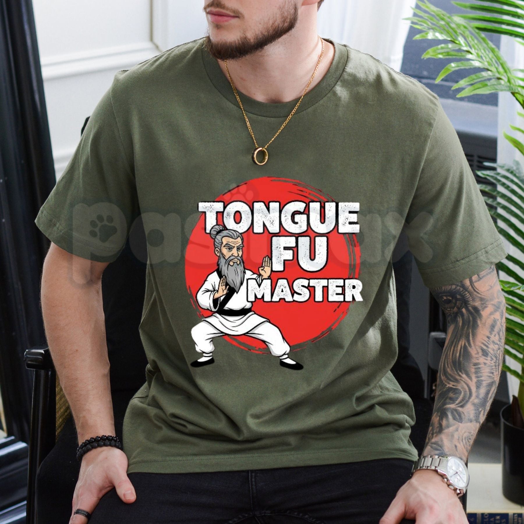 "Tongue Fu Master" Funny T-Shirt – Martial Arts Parody Graphic Tee, Premium 100% Cotton Witty Wordplay Top, Soft Lived-In Heavyweight Sarcastic Humor Shirt, Made in USA