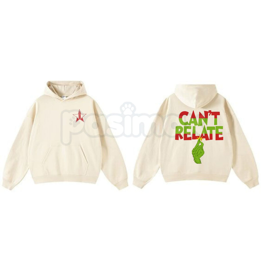 Pasimax "Can't Relate" Holiday Hoodie – Funny Anti-Christmas Slogan Pullover, Grinch & Introvert Festive Apparel, Unisex — ba