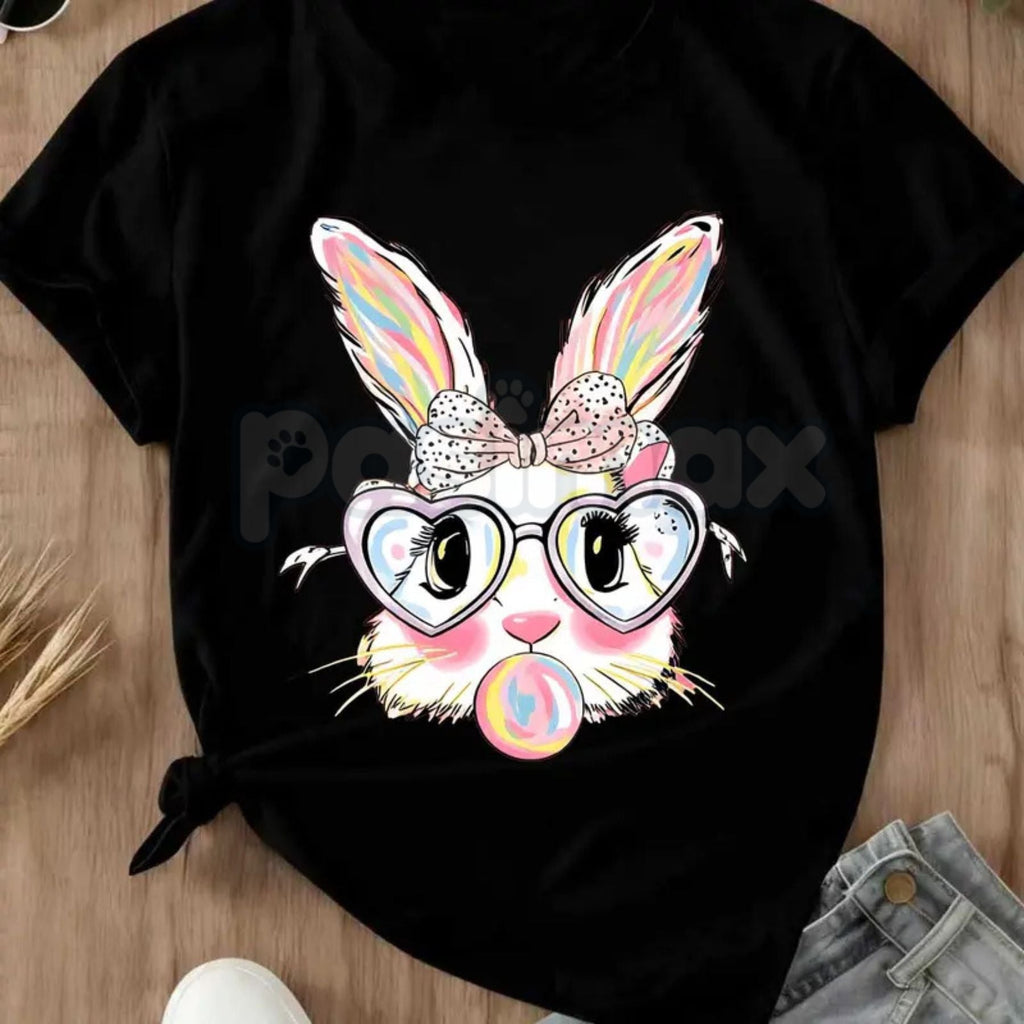 Pasimax "Bubblegum Bunny" Funny Easter T-Shirt - Cool Rabbit Blowing Bubble Graphic Tee, Premium 100% Cotton Easter Sunday To