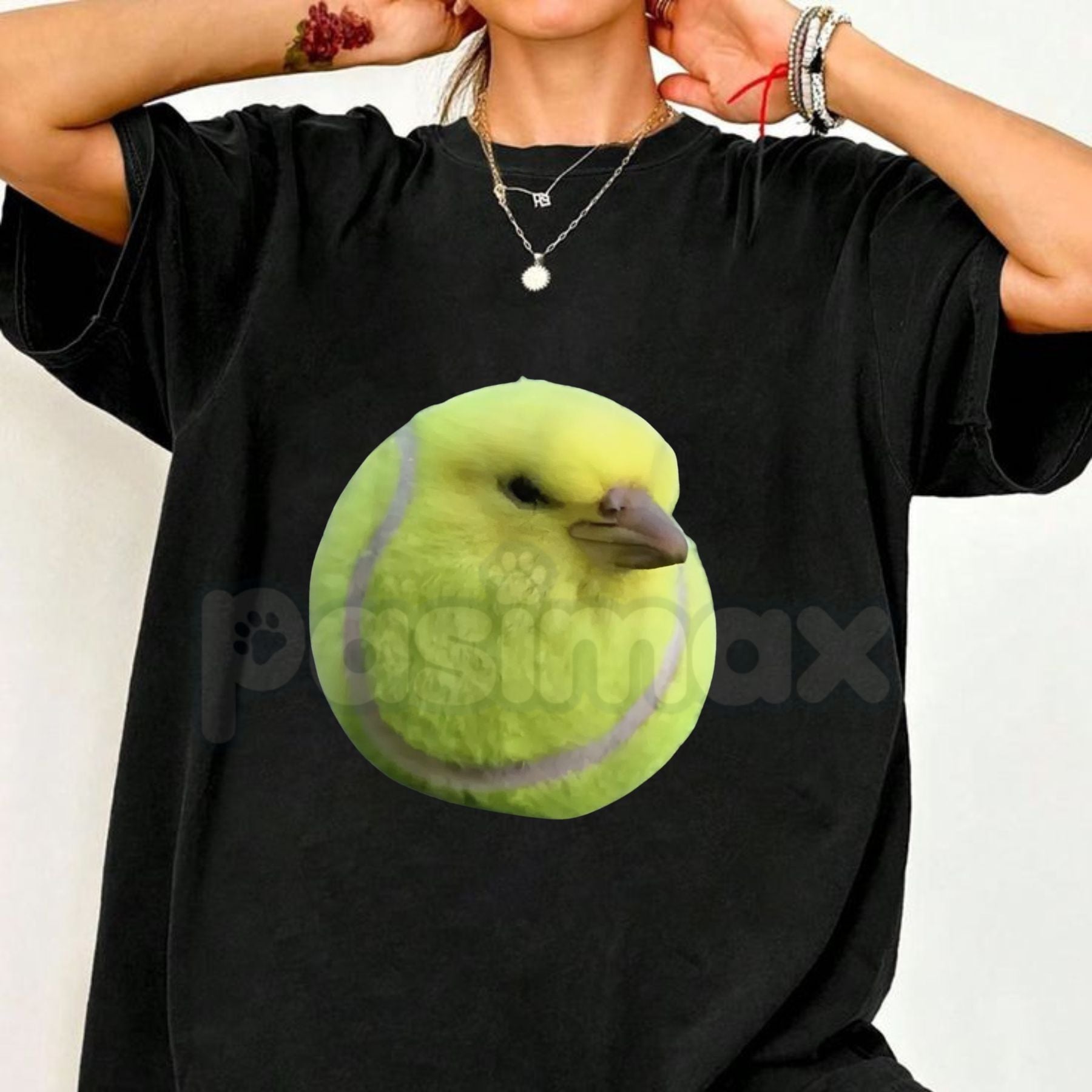 Pasimax Silly Tennis Bird Meme T-Shirt - Gen Z Brainrot Aesthetic Graphic Tee, Funny Viral Internet Bird Shirt, Premium Heavy