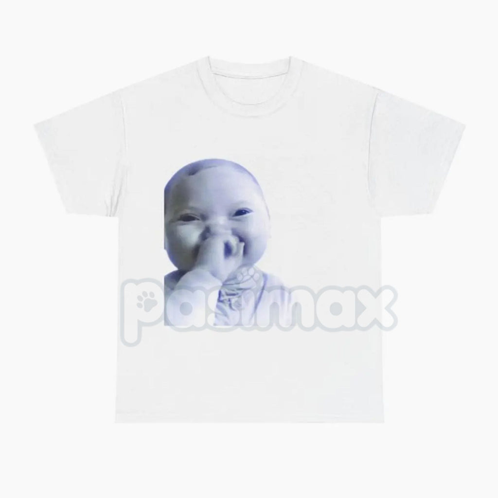 Pasimax Viral AI Baby Laughing Meme Shirt - "Holding Back a Laugh" Tuff Tee, Funny Internet Culture Apparel, Relatable Humor 