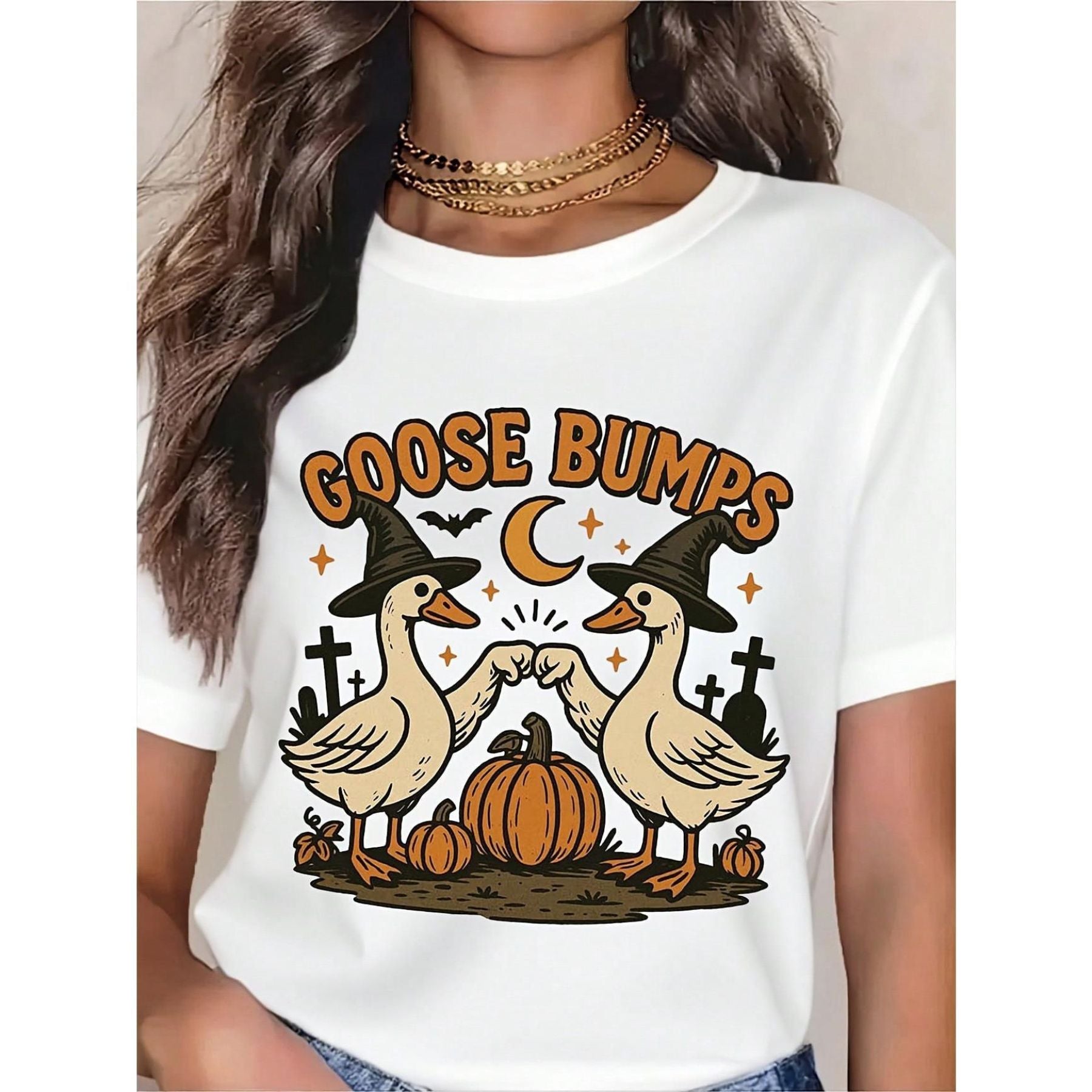 Pasimax Goose Pumpkin Halloween T-Shirt — side view