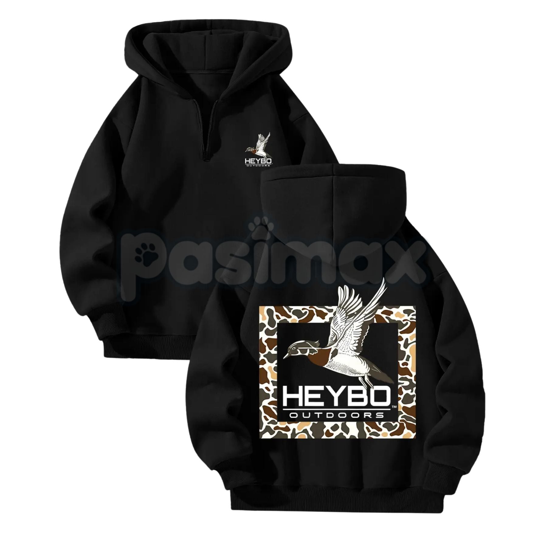 Pasimax Cozy Half-Zip Men's Hooded Sweatshirt – Premium Garment-Dyed Fleece, Heavyweight Winter Pullover — side view
