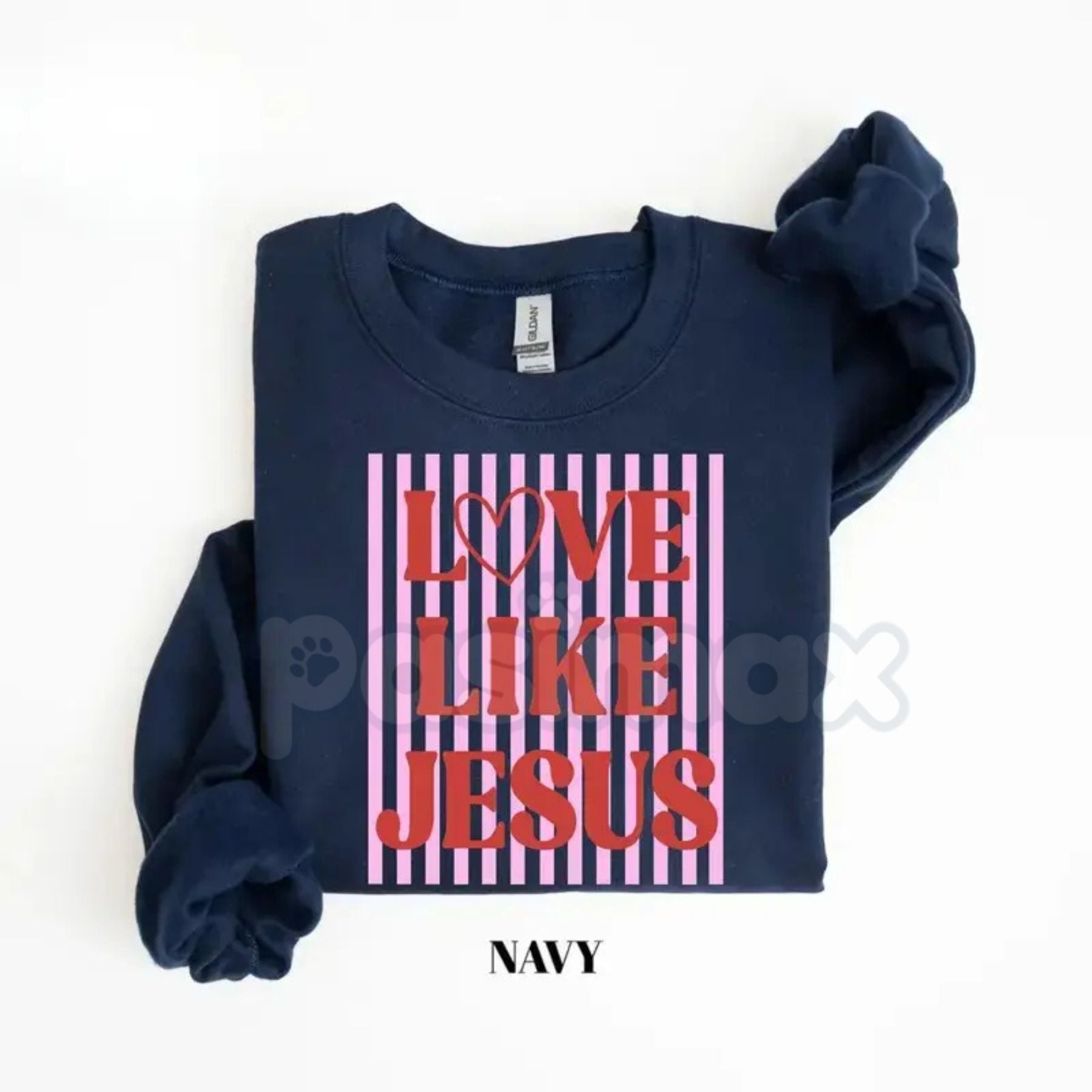 Pasimax Love Like Jesus Sweatshirt | Trendy Preppy Pink & Red Valentine Shirt | Christian Valentine's Day Crewneck | Jesus Lo