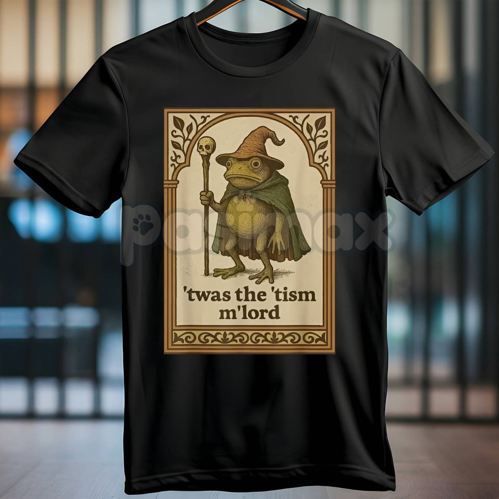 Pasimax Funny Wizard Frog Autism Consciousness T-Shirt - Whimsical Neurodiversity Support Tee, Surreal Fantasy Awareness Appa