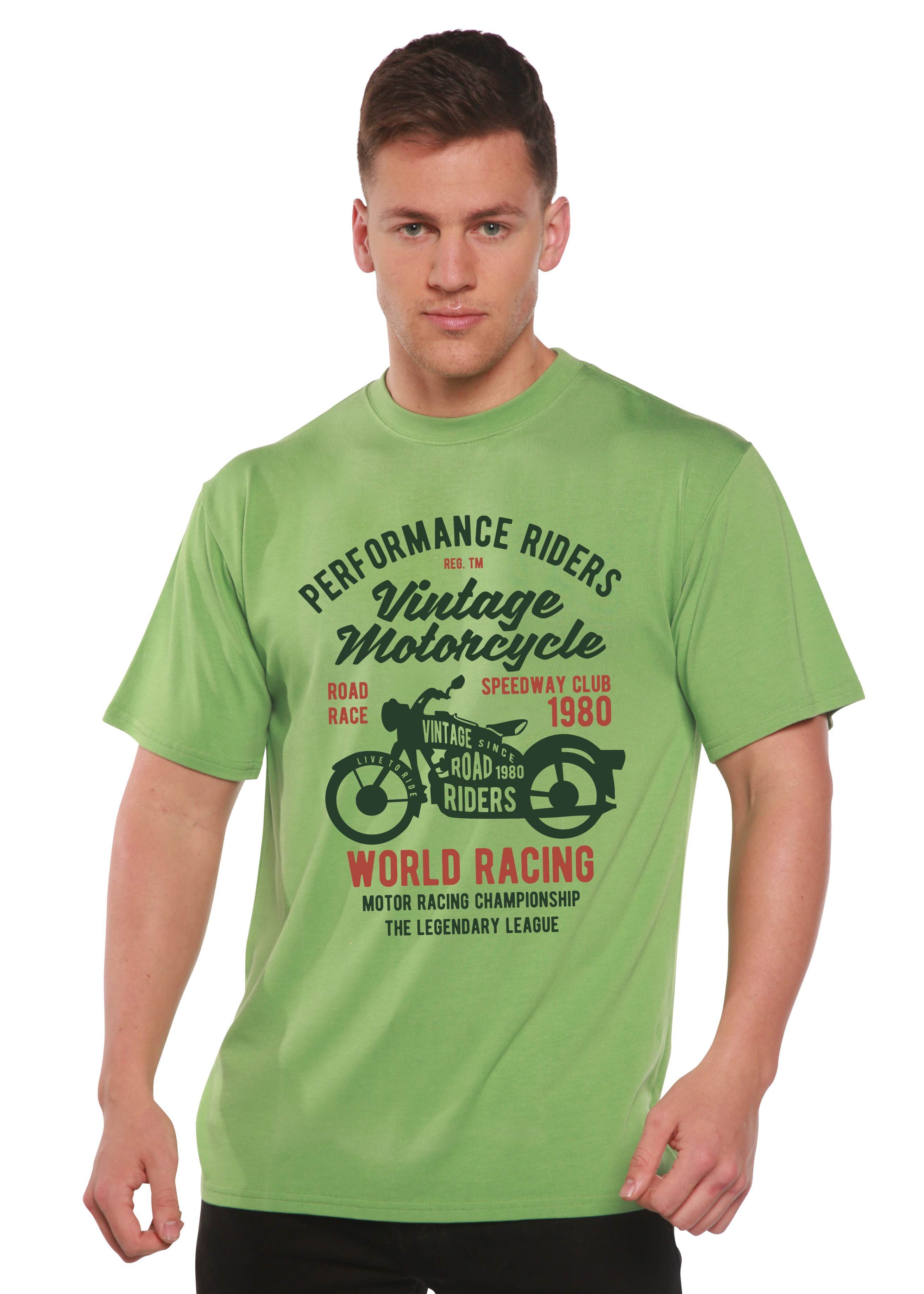Spun Bamboo Vintage Motorcycle Spun Bamboo® Men's Bamboo Viscose/Organic Cotton Short Sleeve Graphic T-Shirt — back view