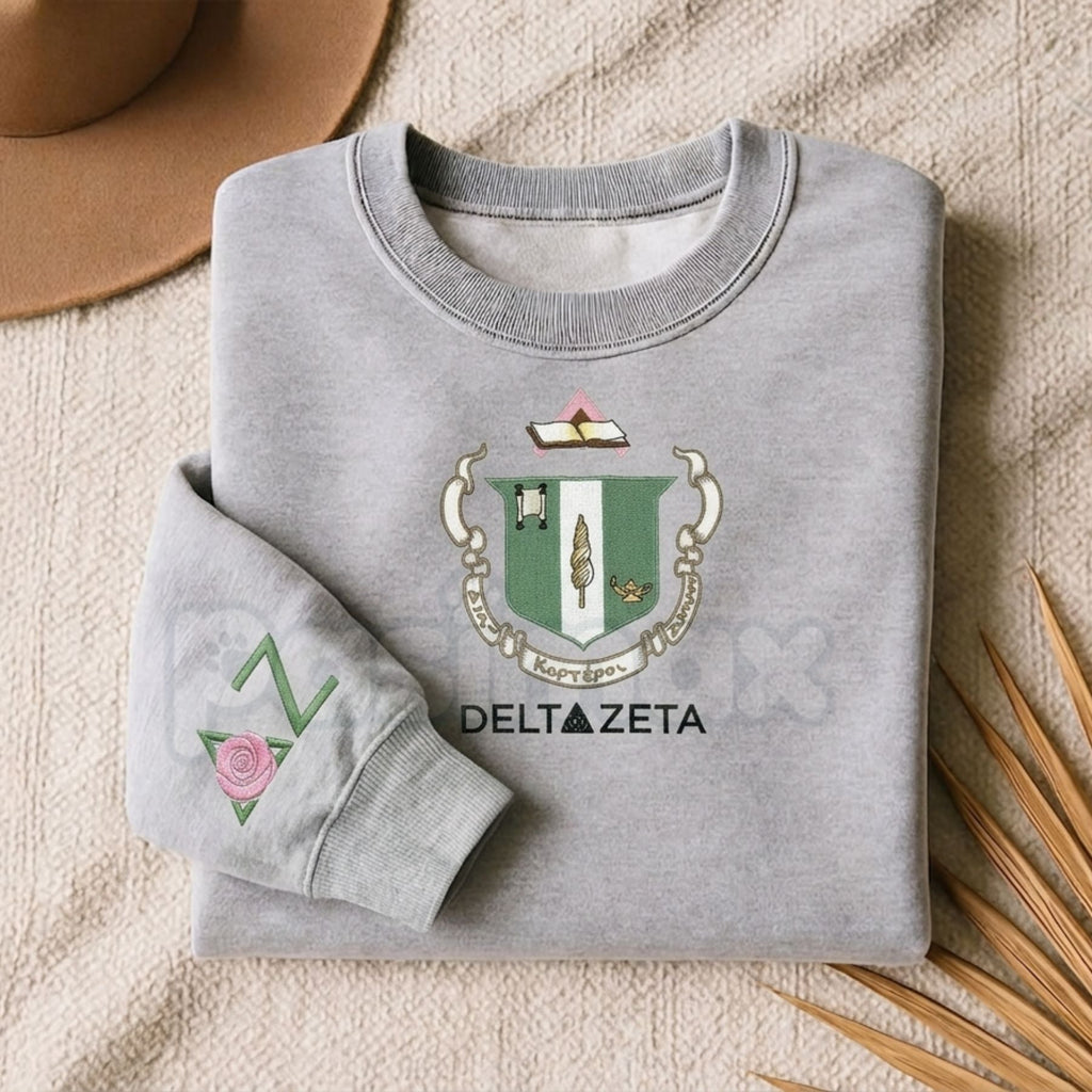 Pasimax Custom Embroidered Sorority Sweatshirt – Classic Greek Letter Crewneck — alternative angle