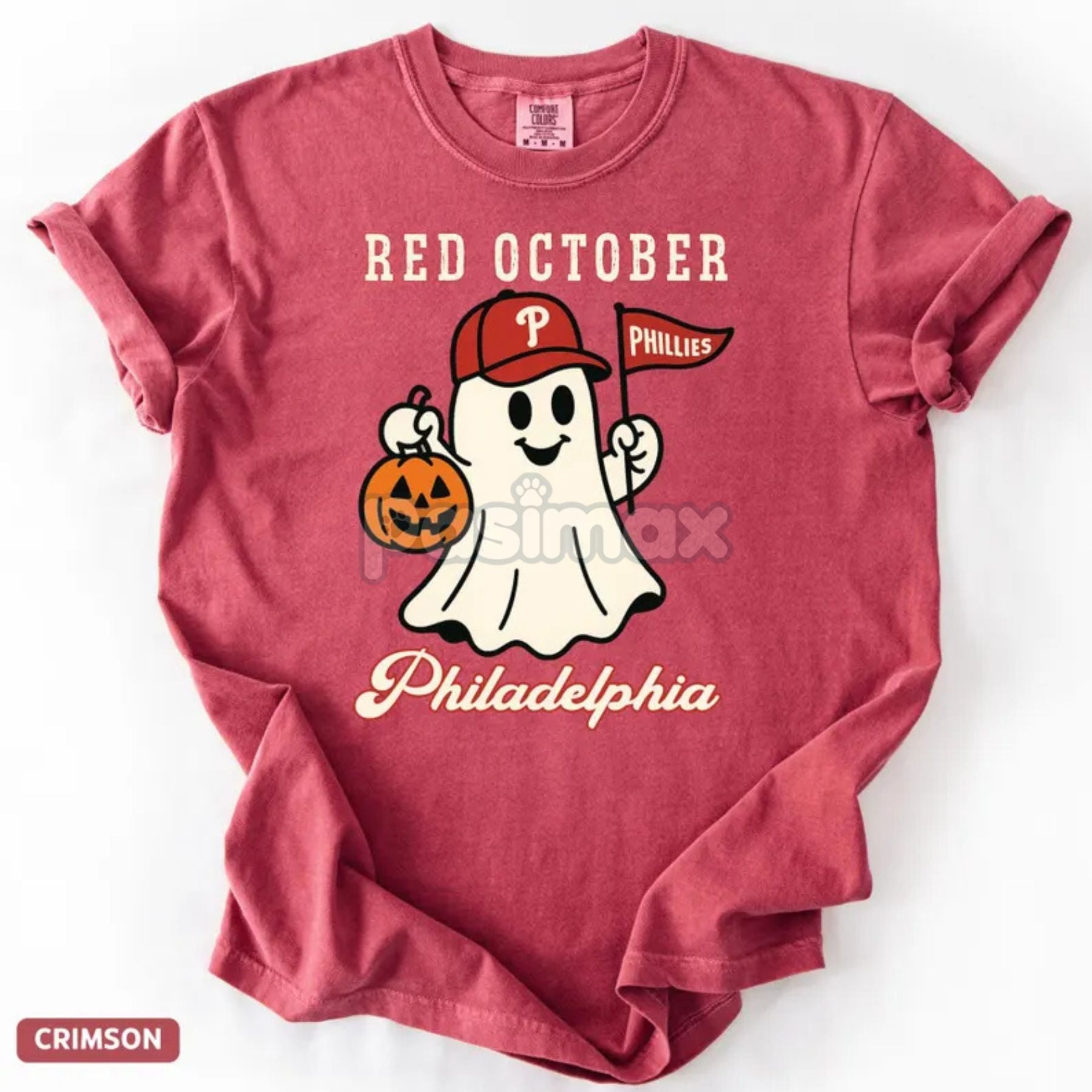 Pasimax Comfort Colors® 'Red October' Halloween Ghost T-Shirt — side view