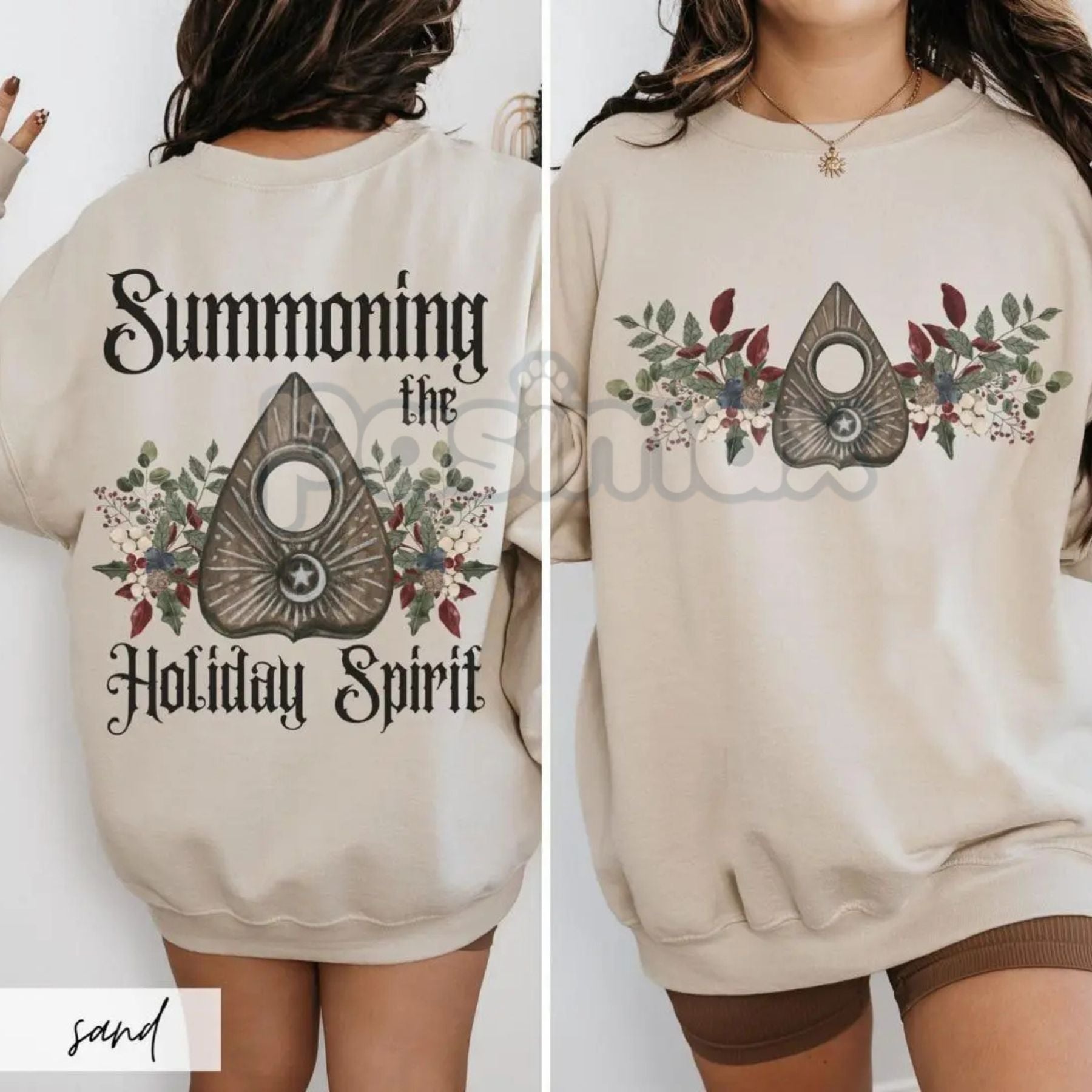 Pasimax Gothic Cottagecore Holiday Séance Ouija Board Christmas Sweatshirt | Mystical Victorian Jumper | Dark Occult Winter G