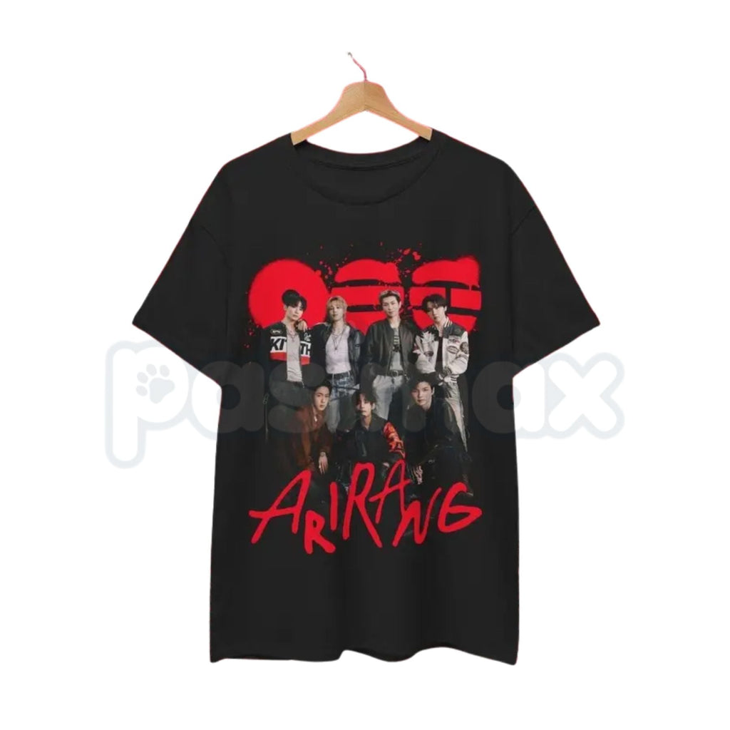 Bangtan Members "Arirang Magazine" Graphic T-Shirt – Retro K-Pop Editorial Fan Tee, Premium 100% Cotton Bangtan Boys Tribute Top, Soft Lived-In Heavyweight Seoul Style Shirt, Made in USA