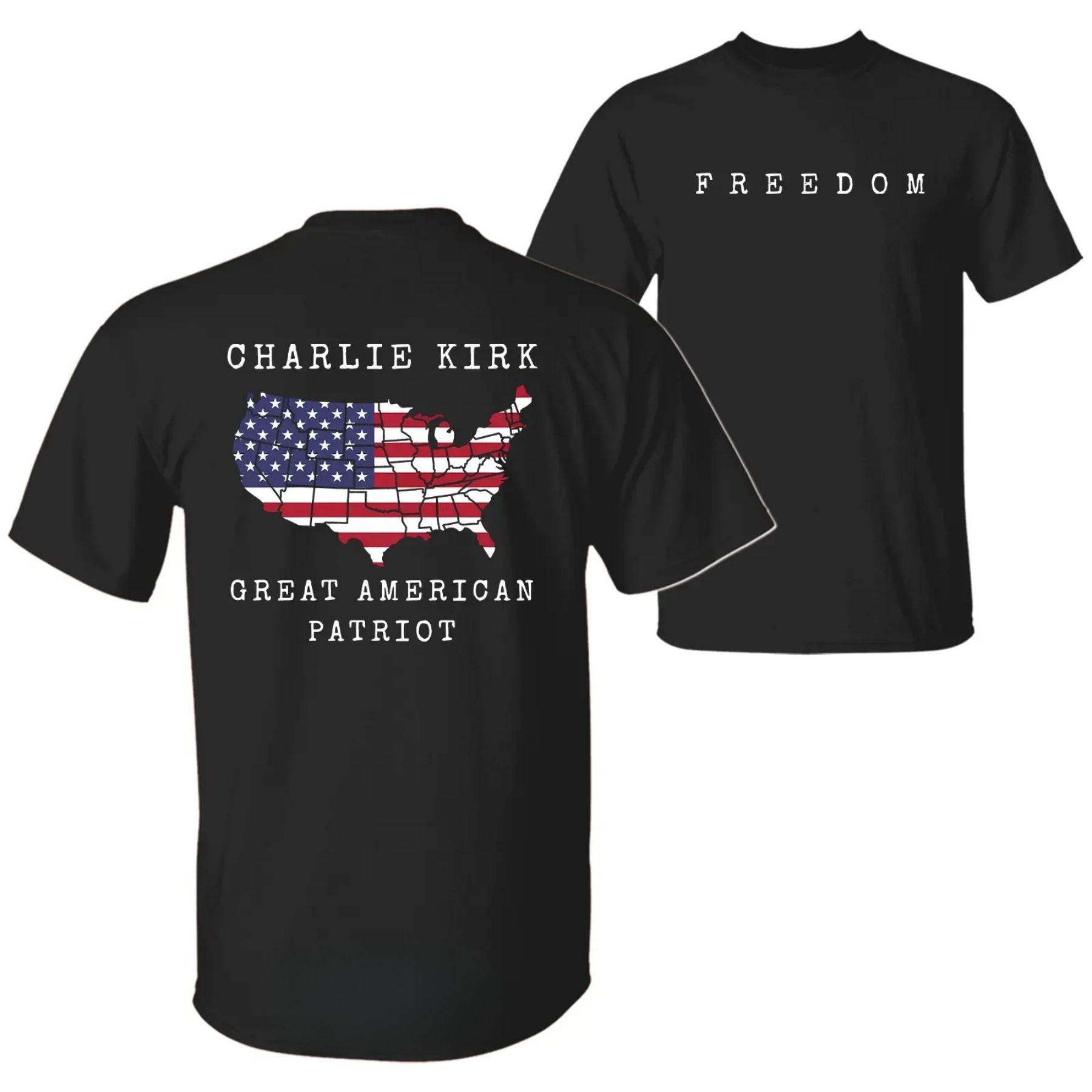 Pasimax Charlie Kirk "Freedom & True Patriot" T-Shirt — side view