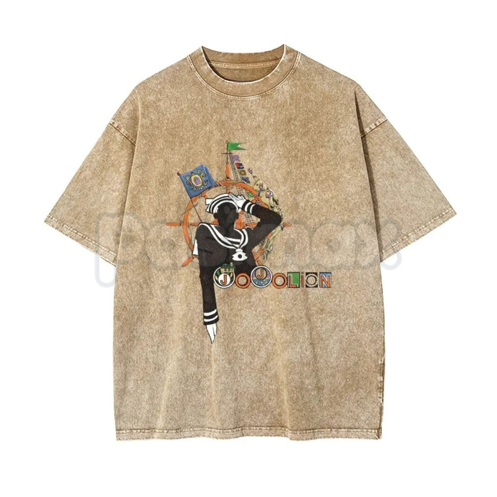 Pasimax Josuke Higashikata Jojolion Tee – JoJo's Bizarre Adventure Part 8 Retro Wash Cotton Unisex Graphic Shirt — side view