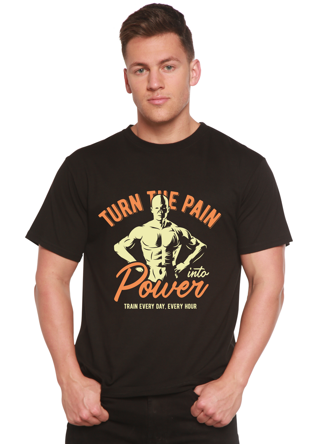 Spun Bamboo Turn The Pain Men's Bamboo Viscose/Organic Cotton Short Sleeve Graphic T-Shirt — main product shot