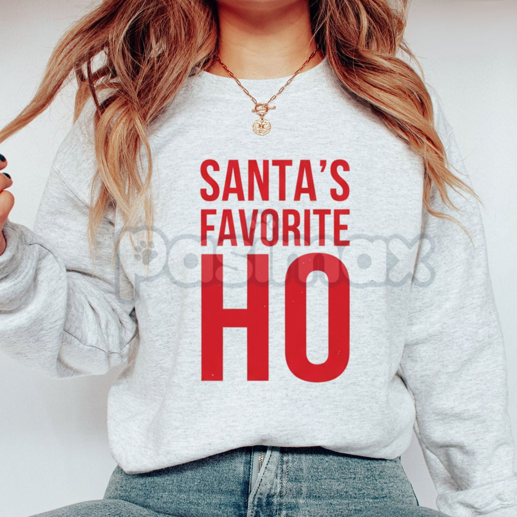 Pasimax Santa's Favorite Ho Vintage Christmas Sweatshirt | Retro Pinup Style Holiday Jumper | Naughty & Nice Xmas Gift — side