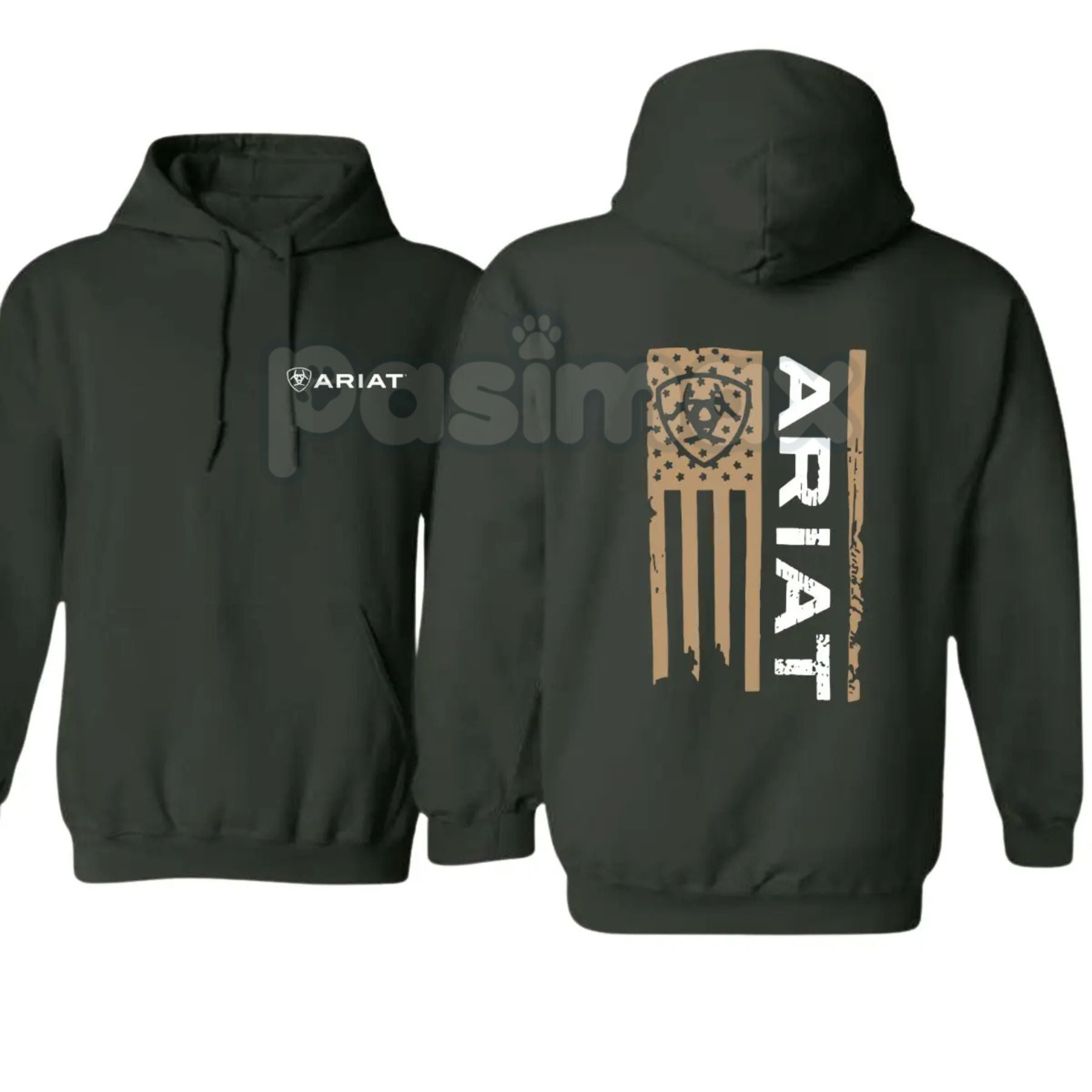 Pasimax Ariat Flag Hoodie – Western Lifestyle Apparel Pullover, Classic Cowboy Style & American Flag Graphic, Unisex — side v