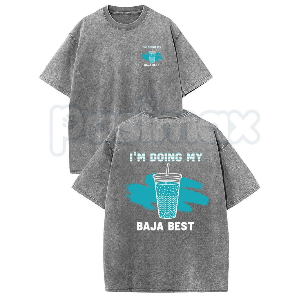 Doing My Best Vintage Drink T-Shirt – Retro Beverage Graphic Tee, Mineral Faded Lightweight Cotton Unisex Streetwear Top