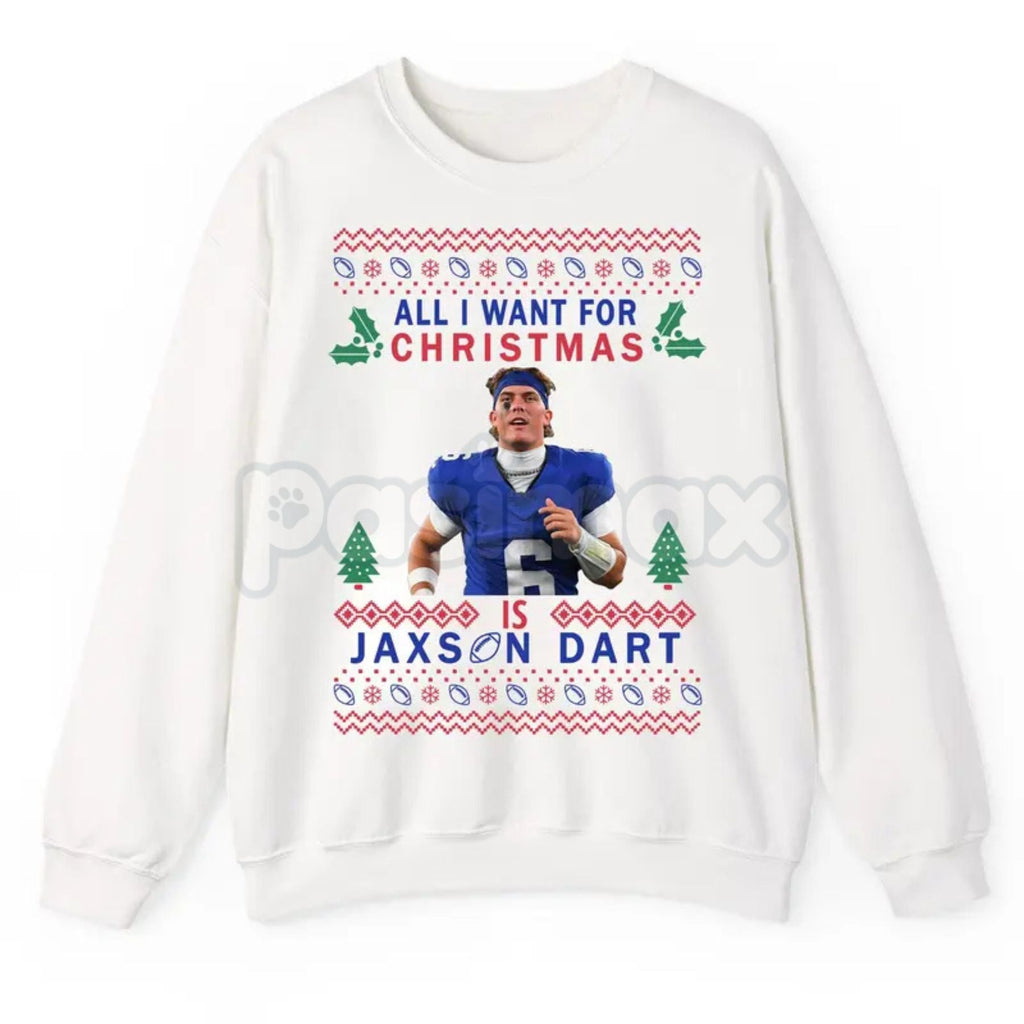 Pasimax "All I Want For Christmas Is Jax Dart" Ugly Sweatshirt | Funny Darts Fan Holiday Crewneck | Unique Sports Gift — side