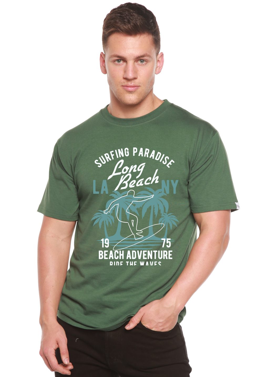 Spun Bamboo Beach Adventure Men's Bamboo Viscose/Organic Cotton Short Sleeve Graphic T-Shirt — lifestyle context