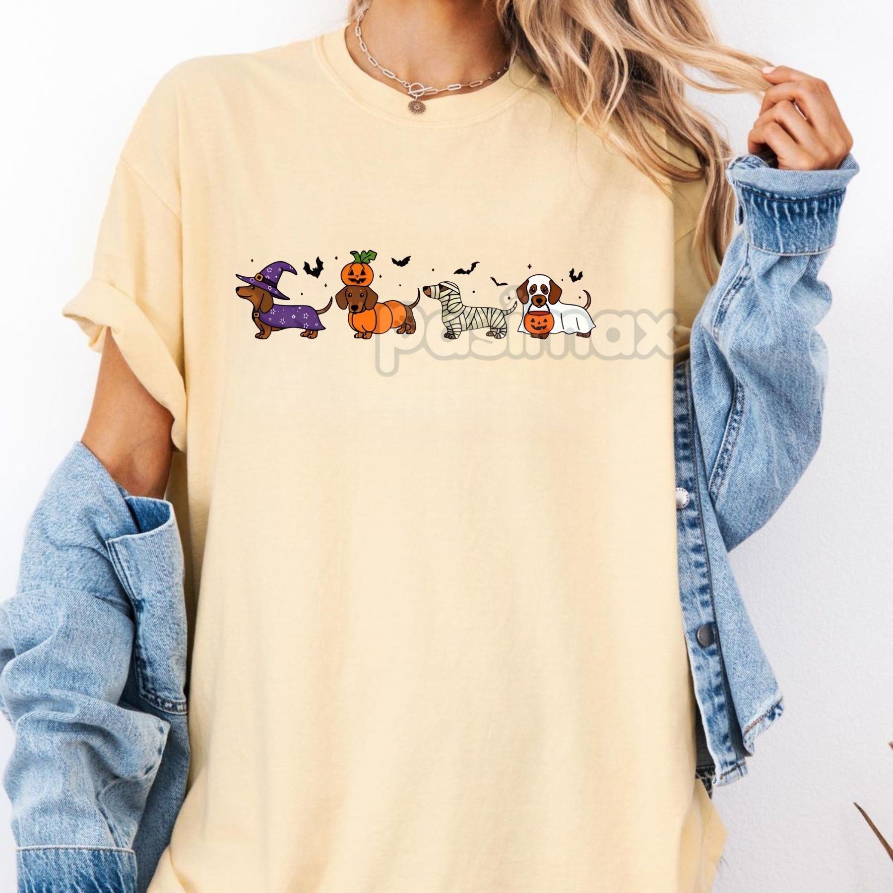 Pasimax Retro Dachshund Ghost Shirt — side view
