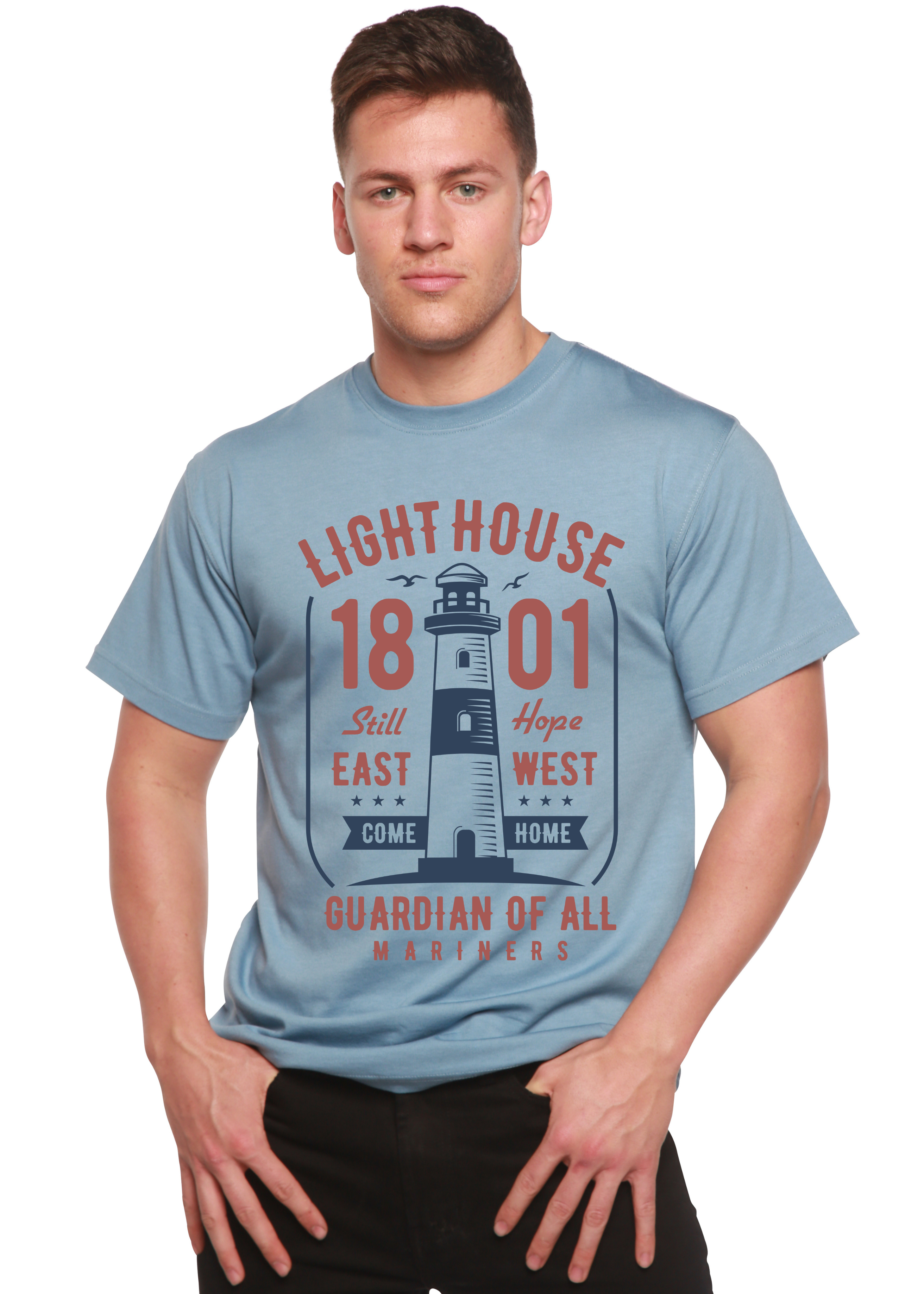 Spun Bamboo Light House Men's Bamboo Viscose/Organic Cotton Short Sleeve Graphic T-Shirt — lifestyle context