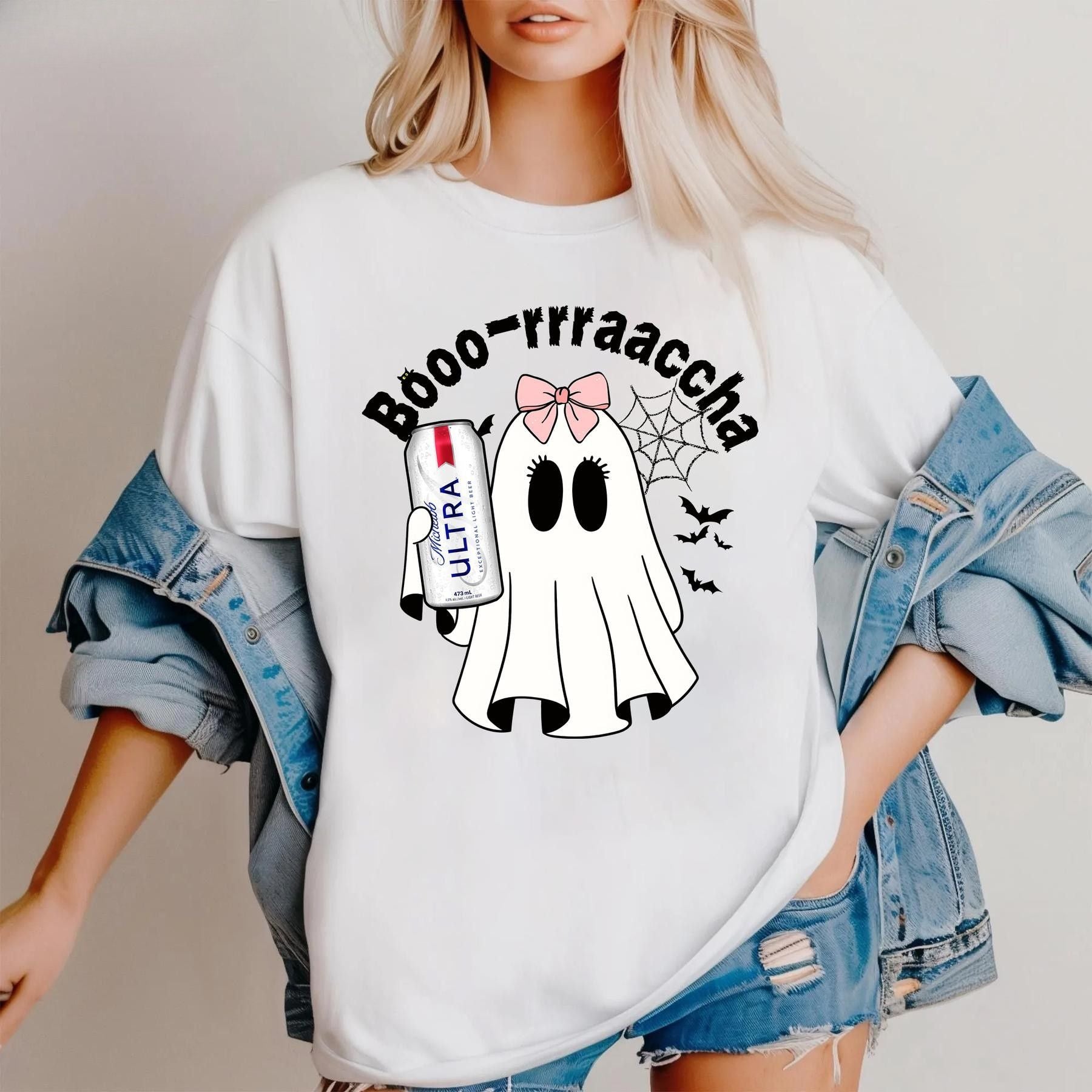Pasimax Cute Ghost "Boo" Halloween T-Shirt — side view