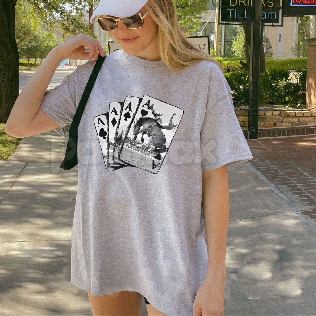 Pasimax Ace Card Cowboy T-Shirt - Vintage Western Graphic Tee, Gambler Luck Apparel, Unisex Texas Hold'em Shirt — side view