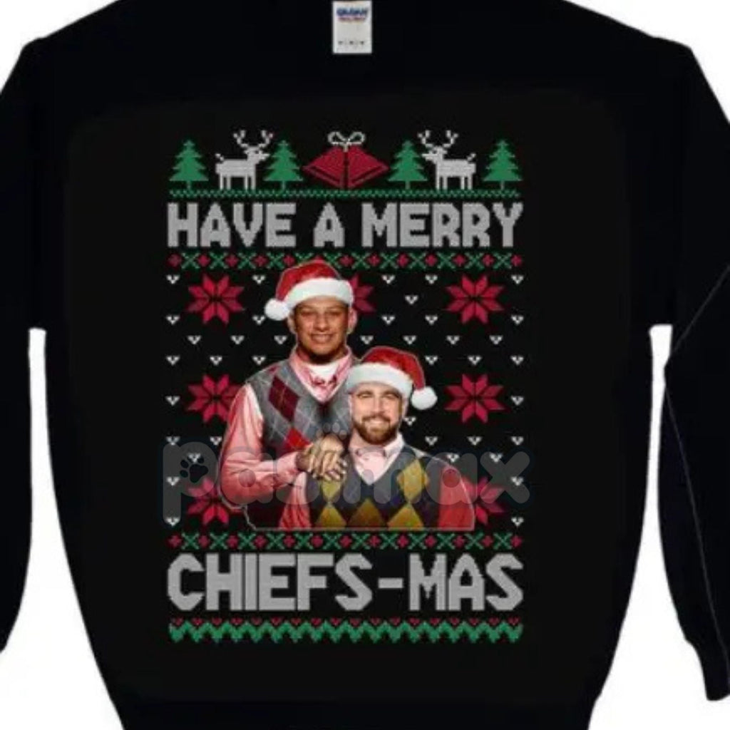 Pasimax Vintage Christmas All Team Football Step Brothers Crewneck – Funny Holiday Movie Sweatshirt (Black) — side view