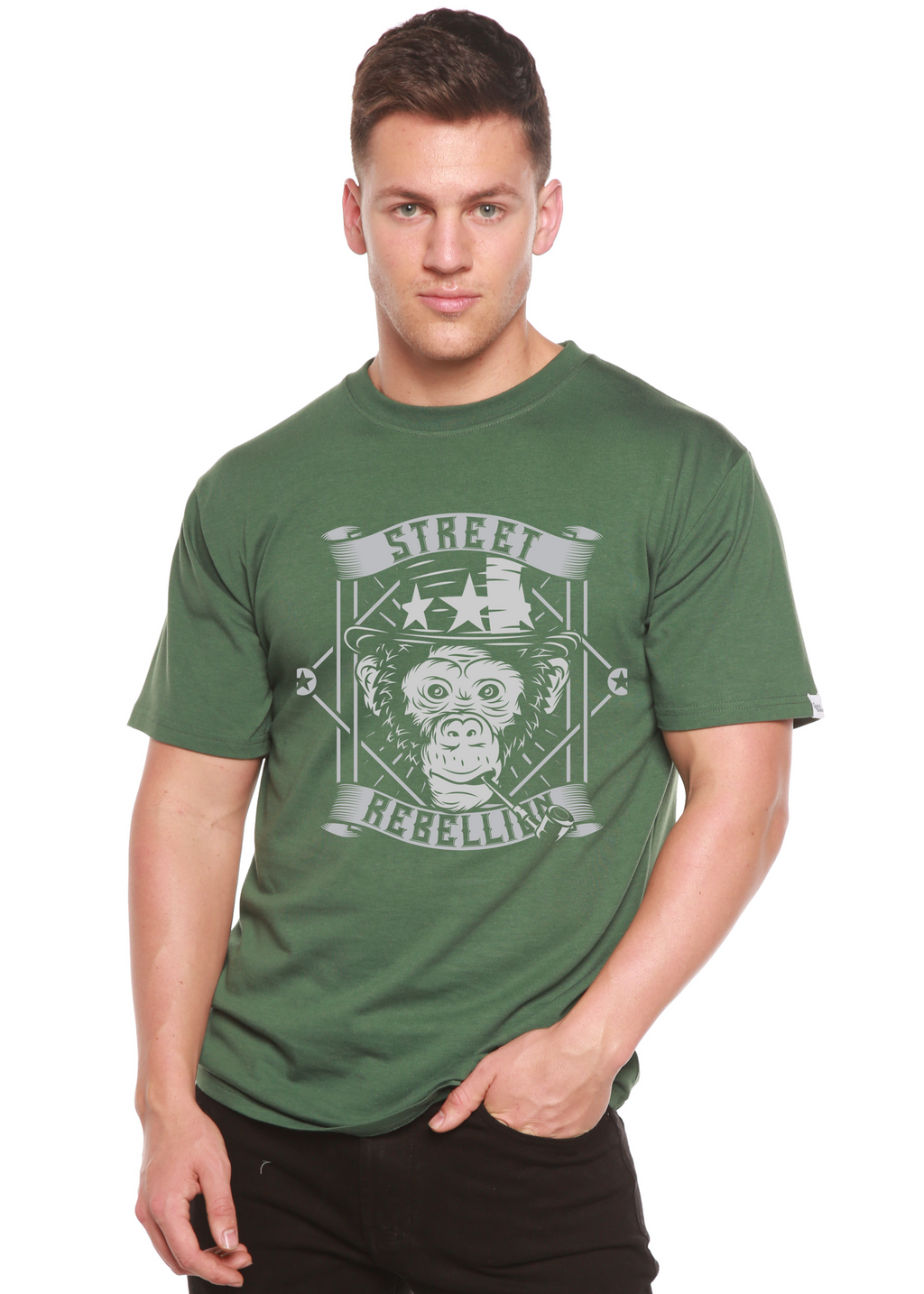 Spun Bamboo Street Men's Bamboo Viscose/Organic Cotton Short Sleeve Graphic T-Shirt — side view