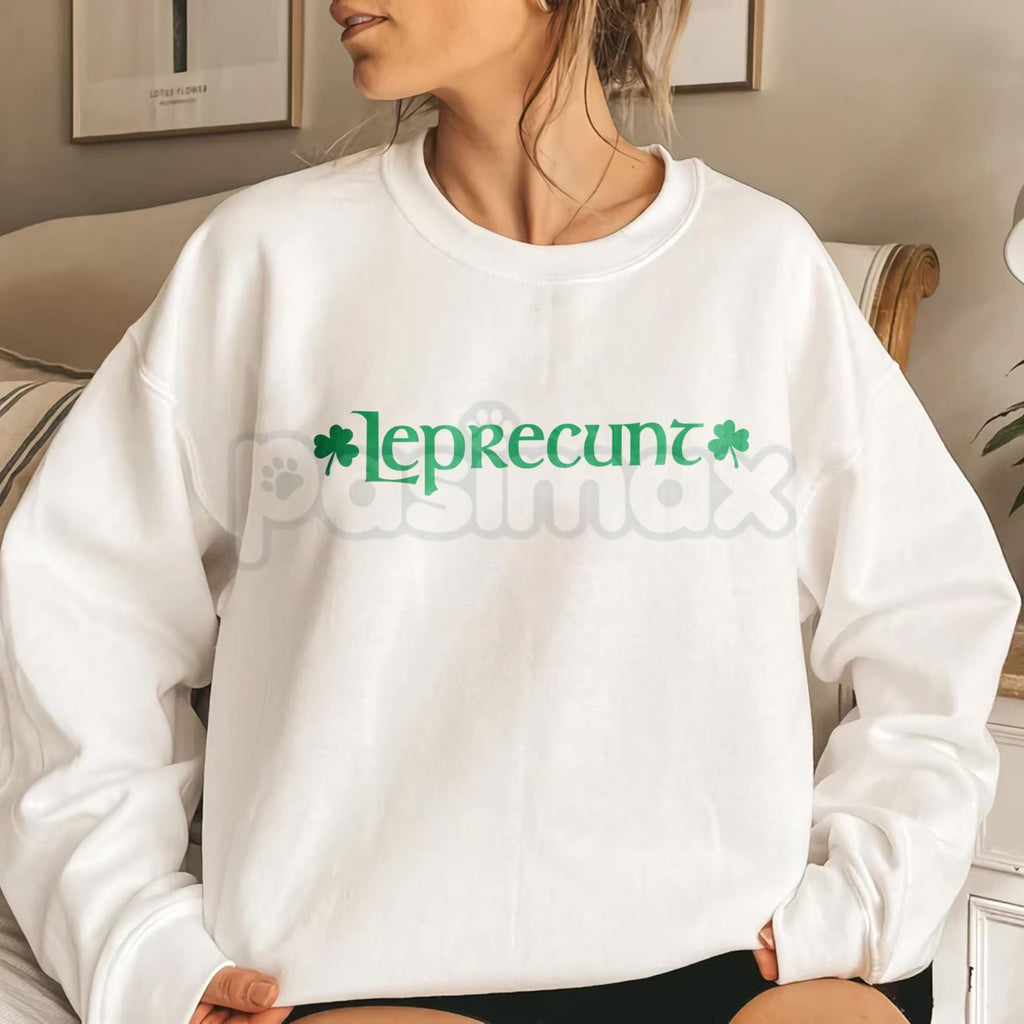 Pasimax Retro Leprecunt Women's Baby Tee – Vintage 70s St. Patrick's Day T-Shirt & Sarcastic Irish Crop Top — side view