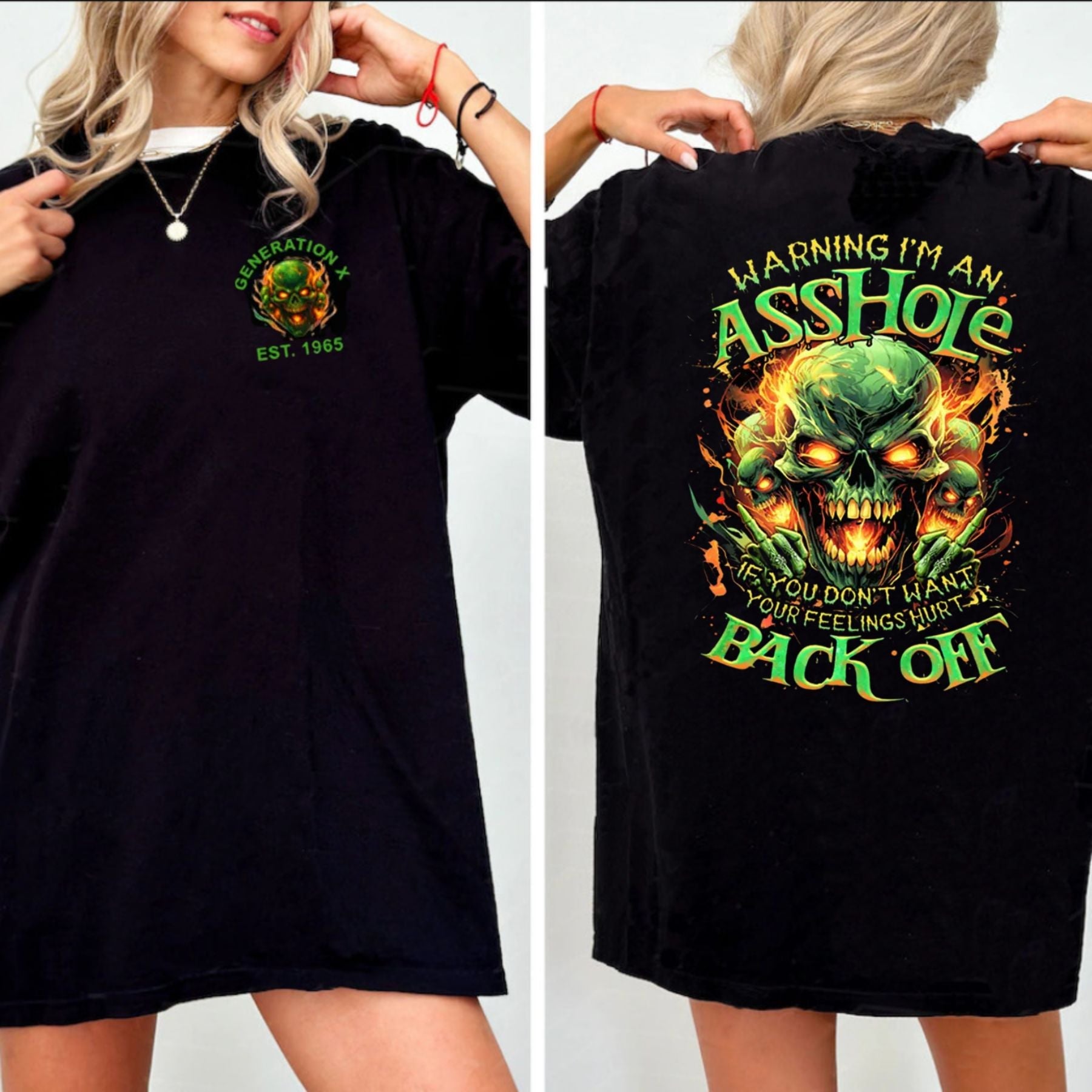 Pasimax "Warning I'm An A*shole" Gen X T-shirt — detail close-up