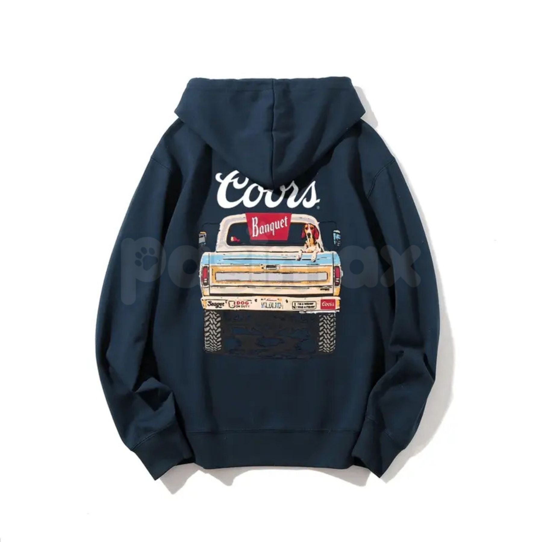 Pasimax Coors Banquet Retro Truck Hoodie – Vintage Beer Brand Pullover, Classic Truck Graphic, Unisex Fan Apparel — side view