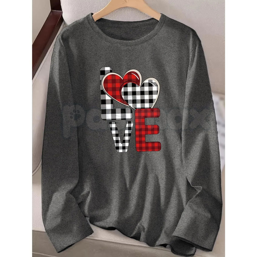 Pasimax Valentine’s Day Heart Pattern Long Sleeve T-Shirt – Autumn Winter Romantic Graphic Tee for Men & Women — side view