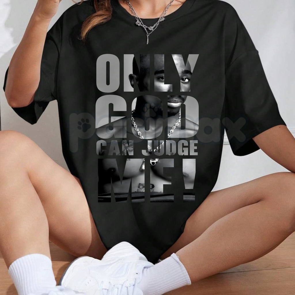 Pasimax Tupac "Only God Can Judge Me" T-Shirt – Premium 100% Cotton 2Pac Graphic Tee, Vintage Aesthetic Hip-Hop Legend Top, S