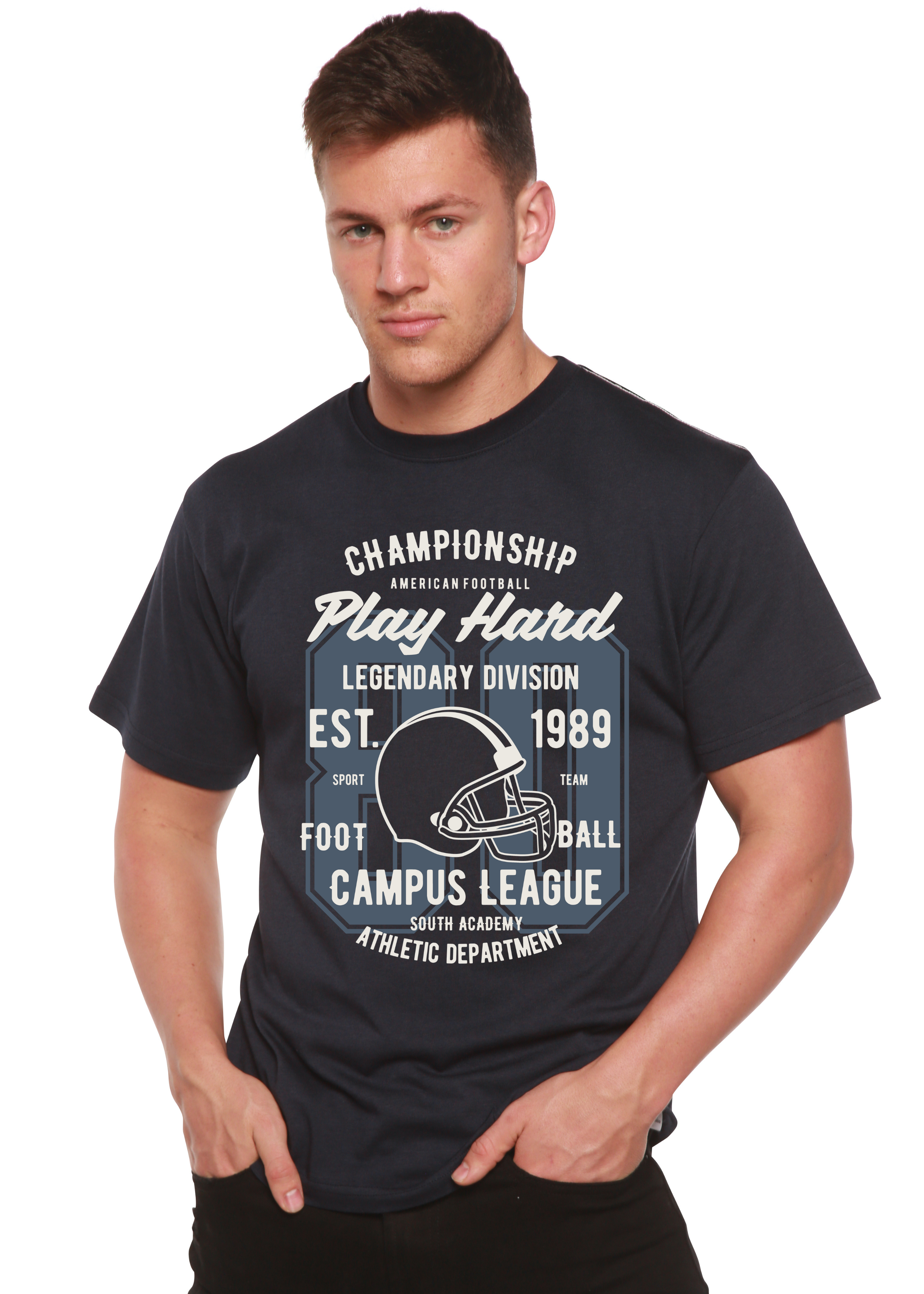 Spun Bamboo Play Hard Spun Bamboo® Men's Bamboo Viscose/Organic Cotton Short Sleeve Graphic T-Shirt — side view