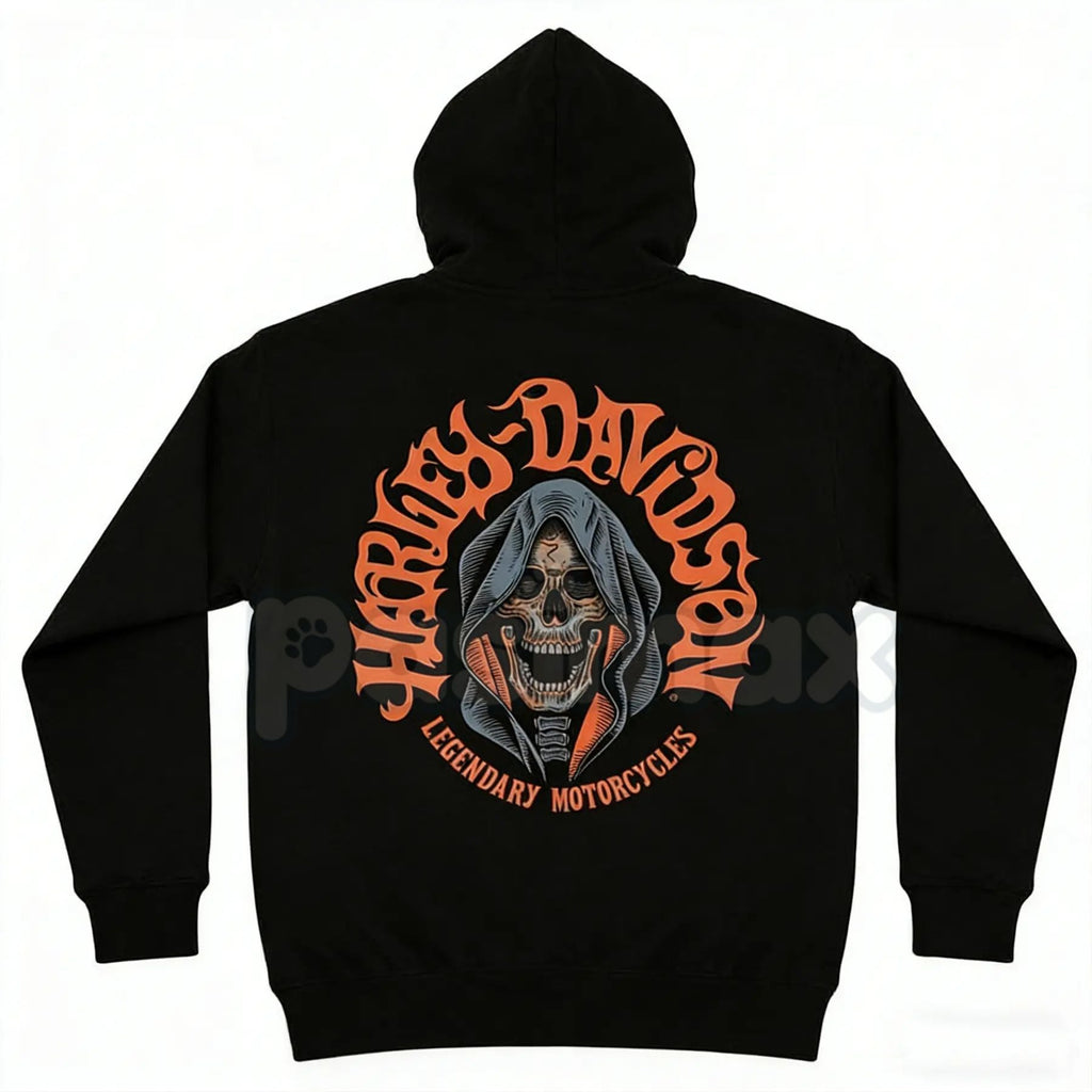 Pasimax Legacy Road HD Motorcycles Hoodie – Vintage Biker Graphic Pullover, American Classic Motorcycle Streetwear, Unisex — 