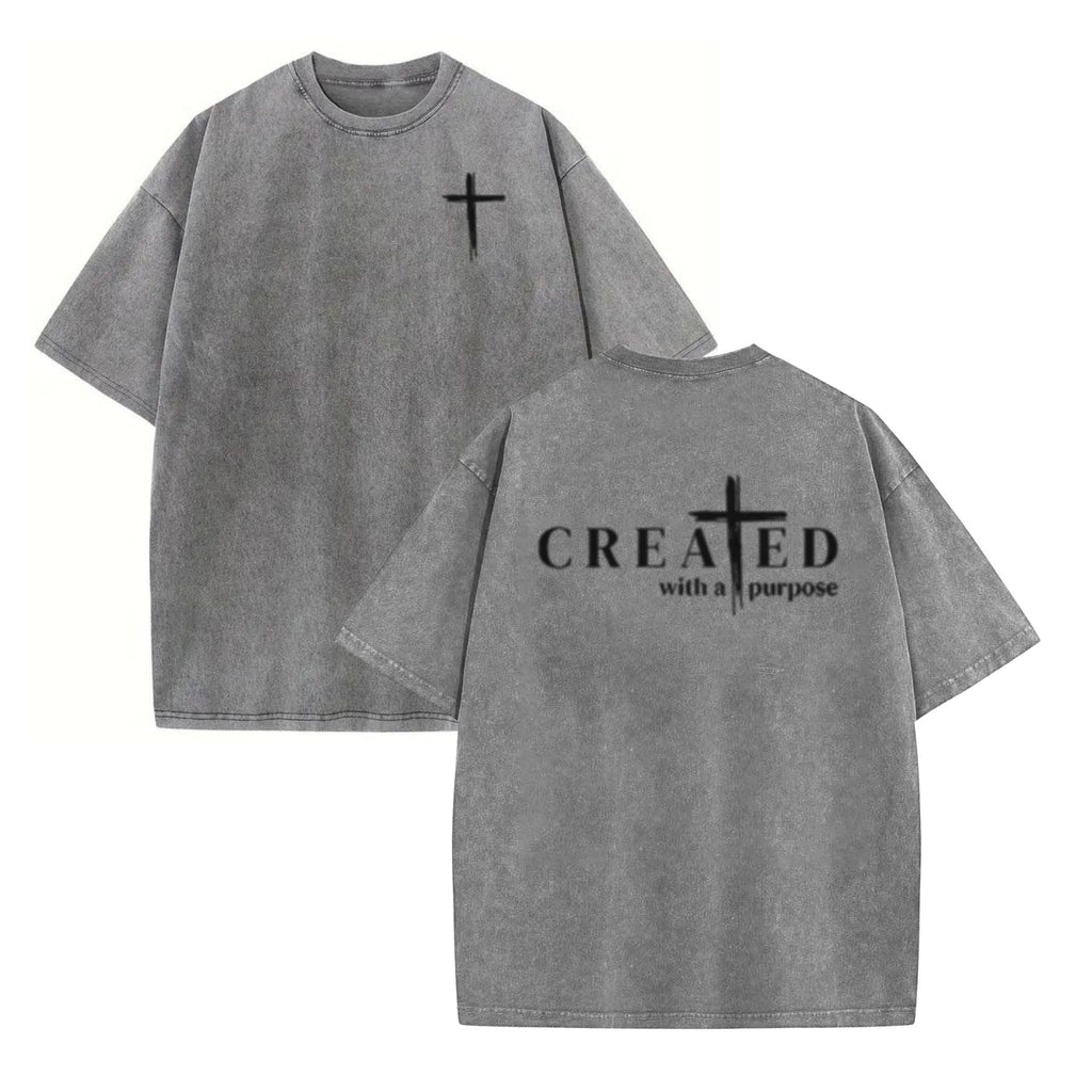 Pasimax "Created with a Purpose" Washed T-Shirt — detail close-up