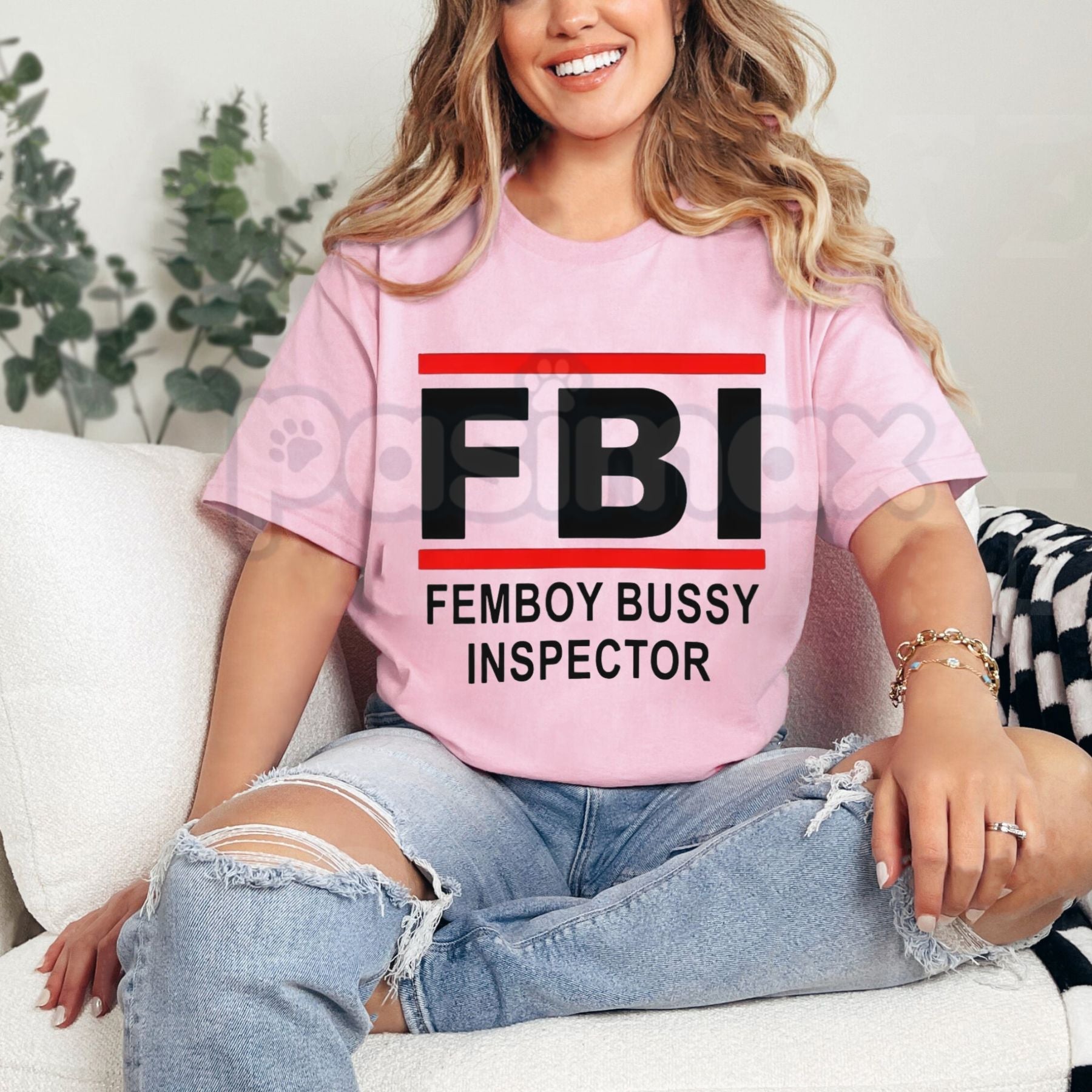 Pasimax "FBI Femboy Bussy Inspector" T-Shirt - Funny Ironic Meme Graphic Tee, Subculture Humor Apparel, Retro Streetwear Styl
